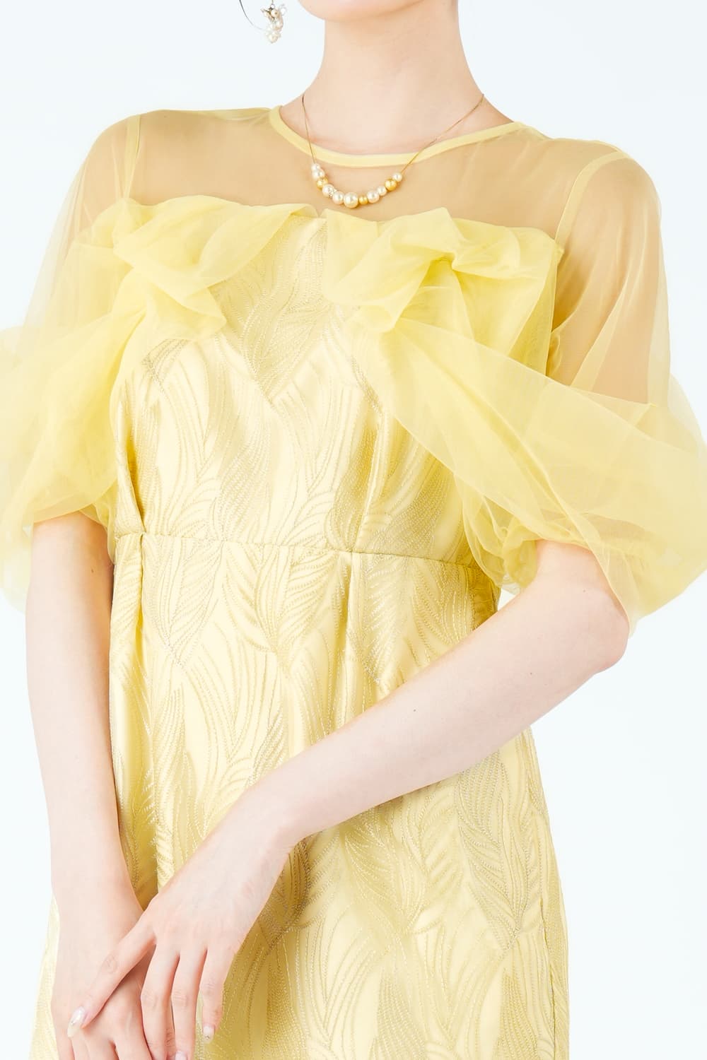 ツイストエアリーペンシルイエロードレス