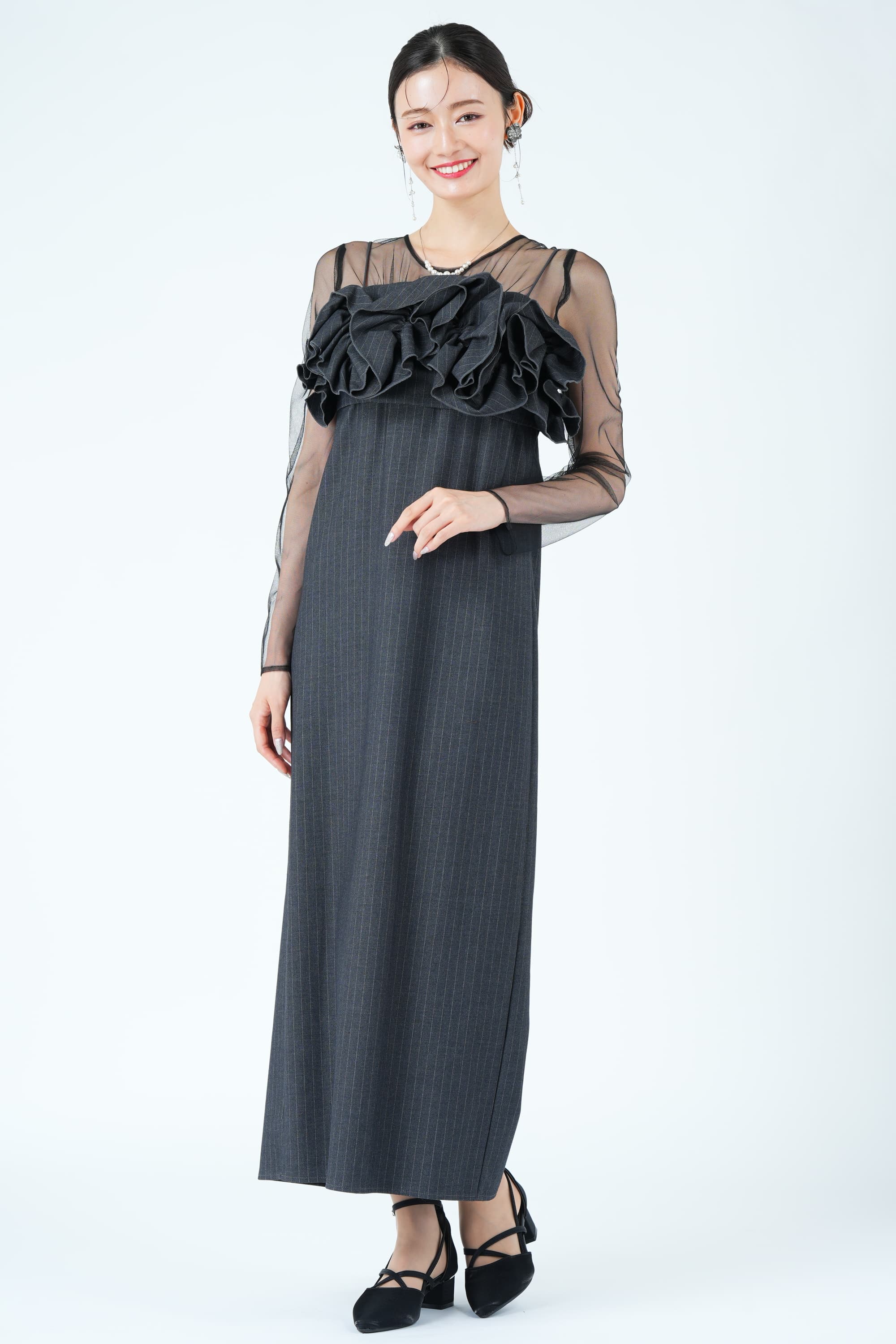 ウェービーフリル×ストライプグレードレス