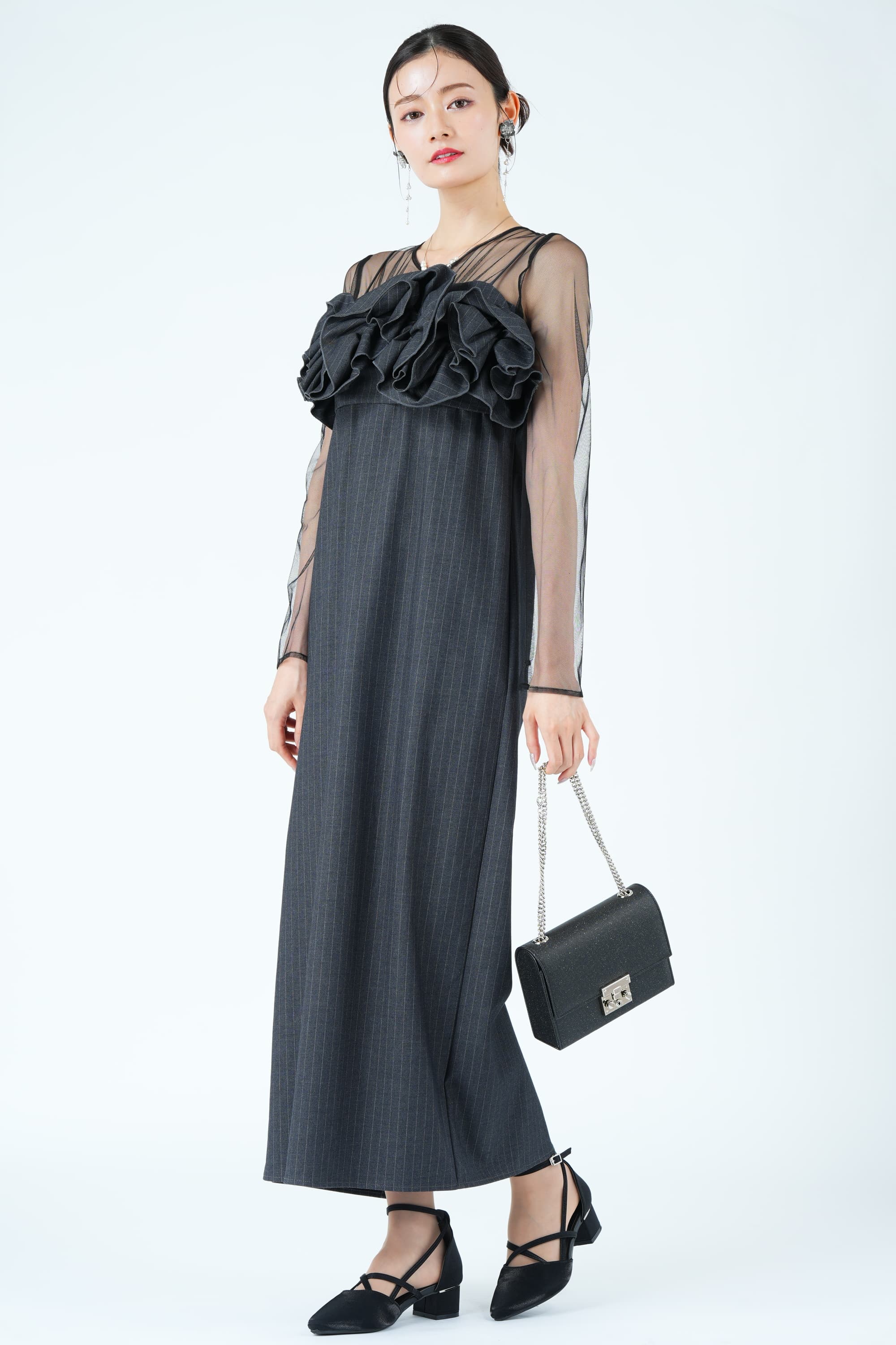 ウェービーフリル×ストライプグレードレス