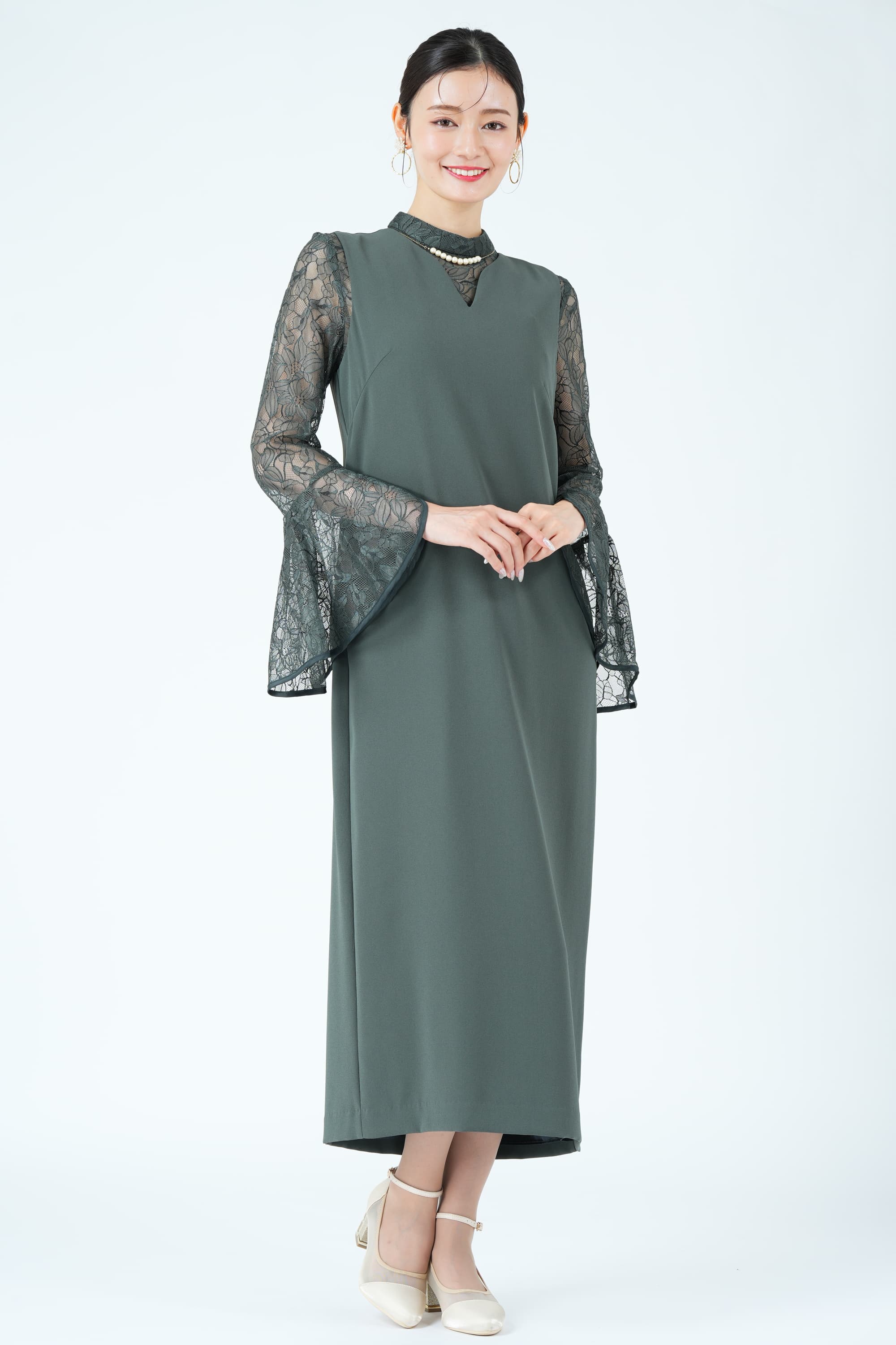 AIMER ラッセルレースブラウス付きモスグリーンドレス (S) をレンタル