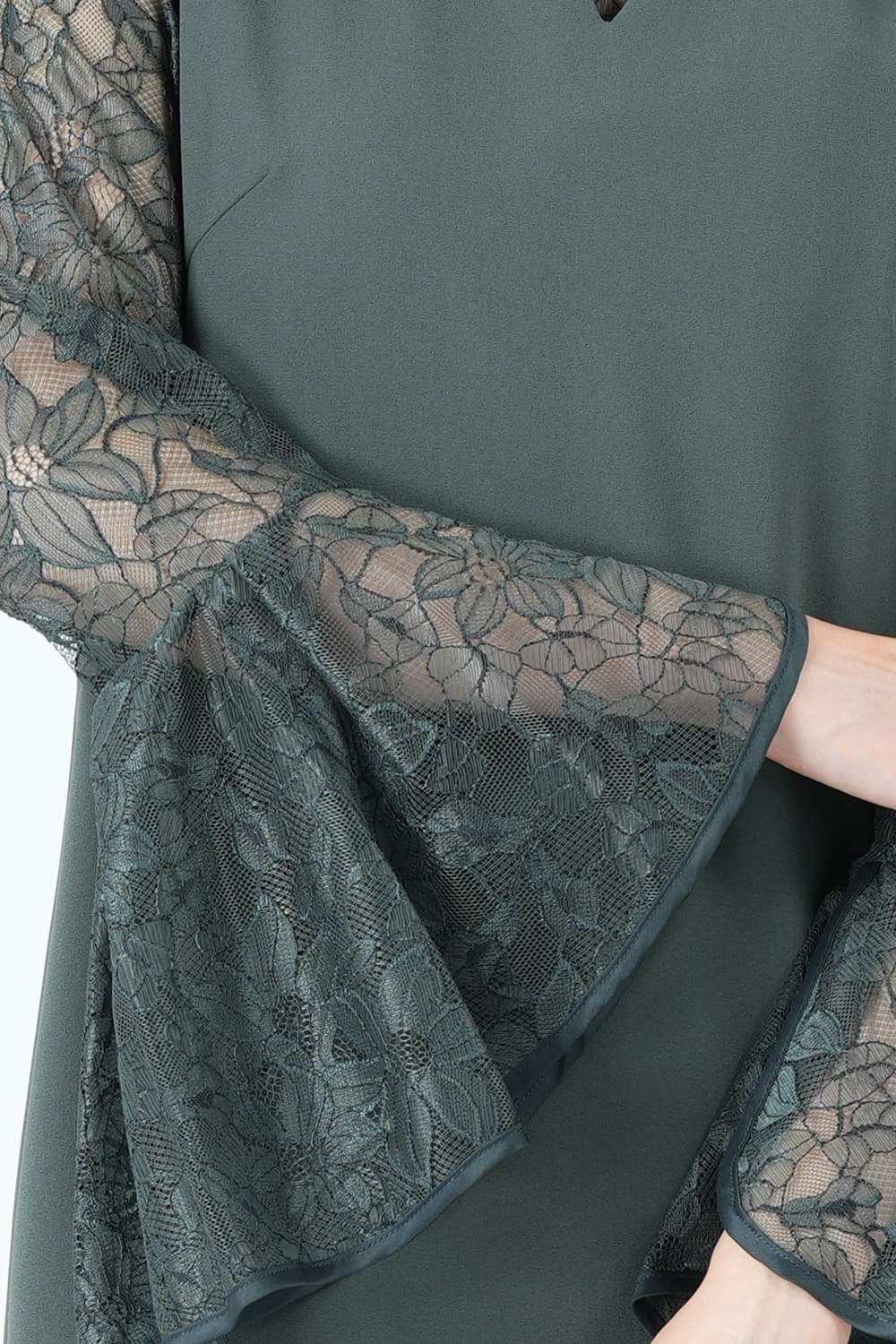 ラッセルレースブラウス付きモスグリーンドレス