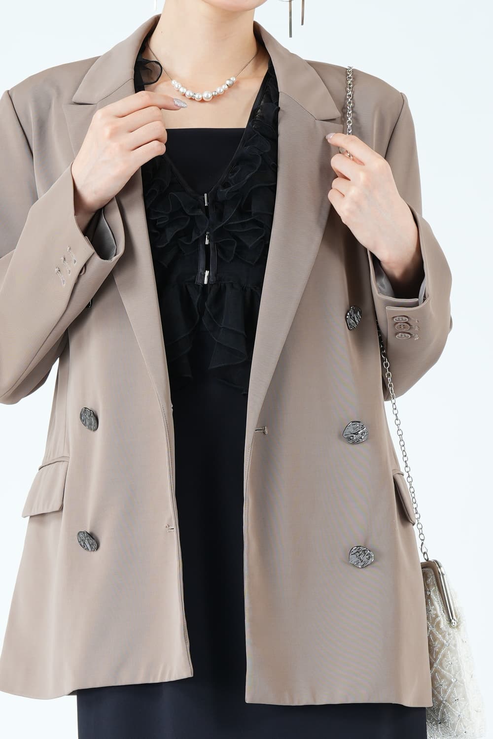 エアリーペプラムブラックドレス