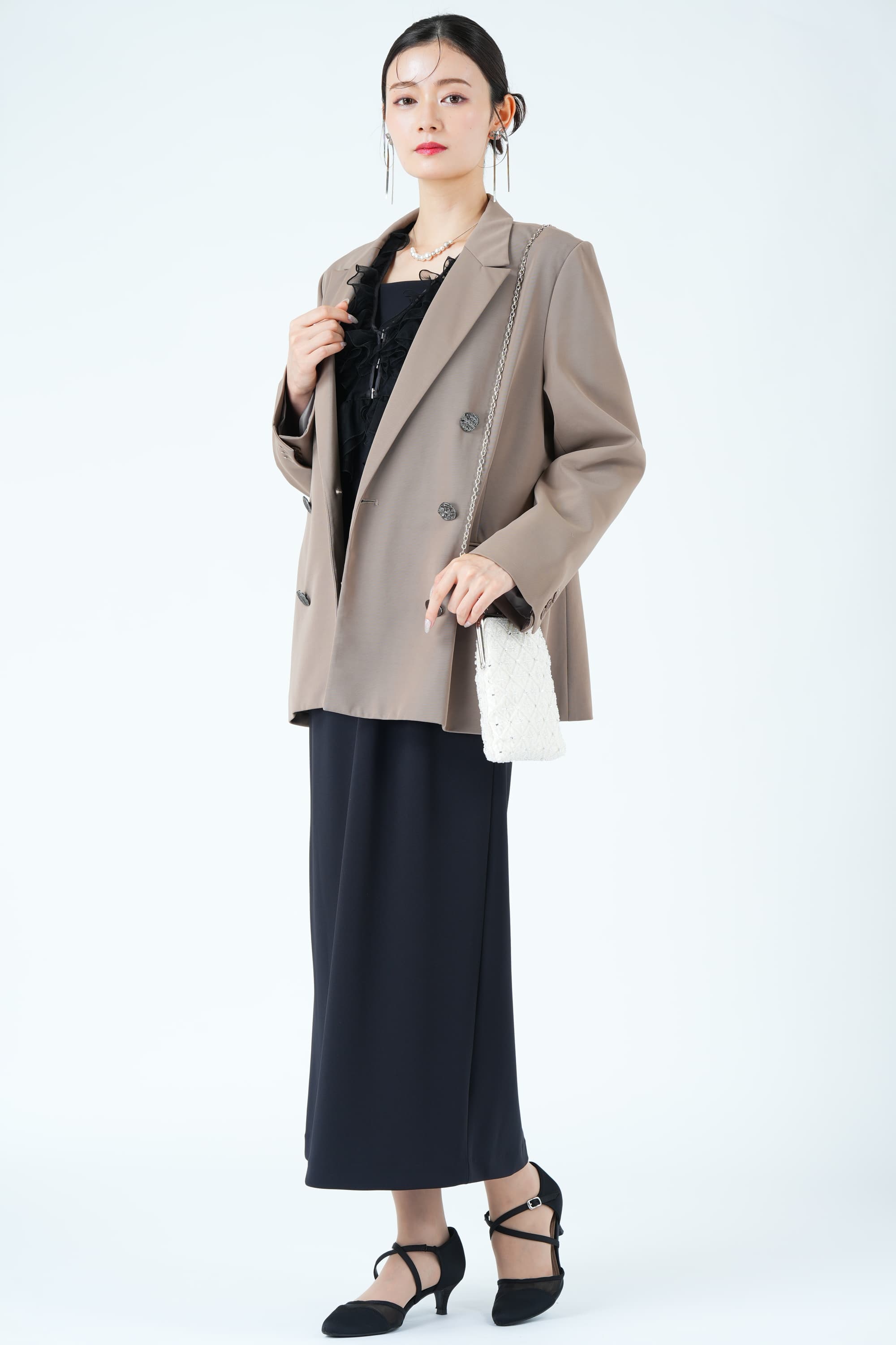 メタルリボンシルバーイヤリング