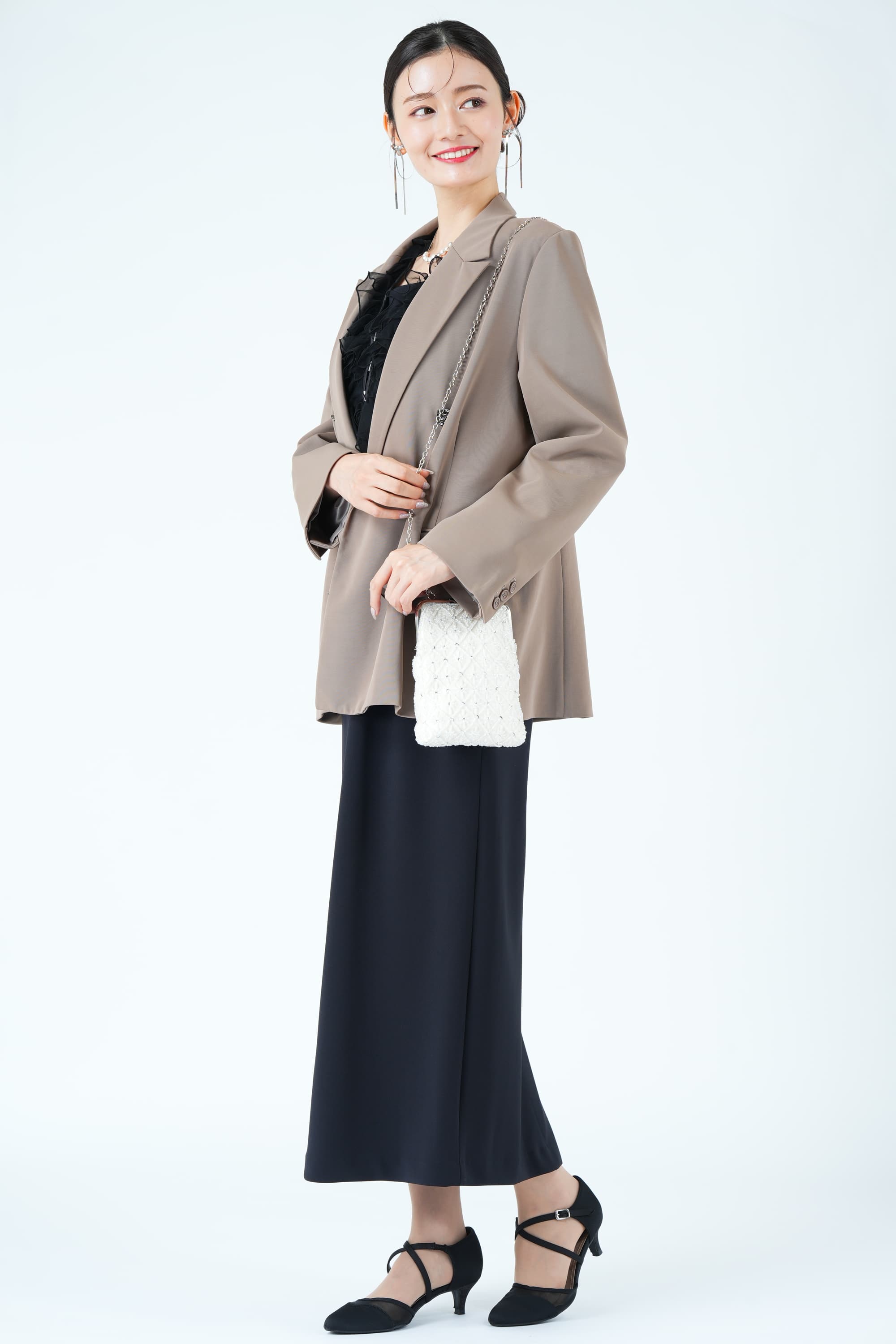 エアリーペプラムブラックドレス