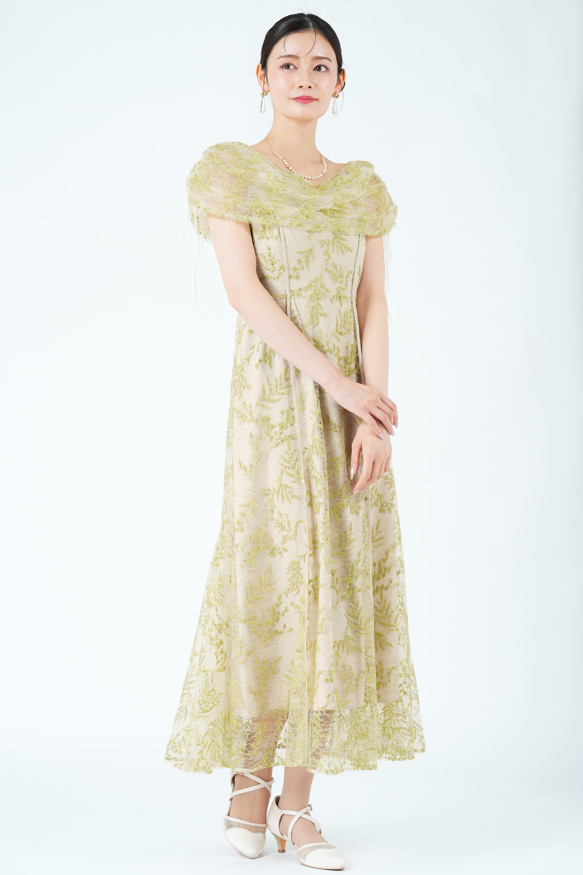 ⭐︎ちえさま専用【FRAY I.D】フリル付きライムグリーンカラードレス FRAY I.D フリル袖イエローグリーンドレス (M) をレンタル