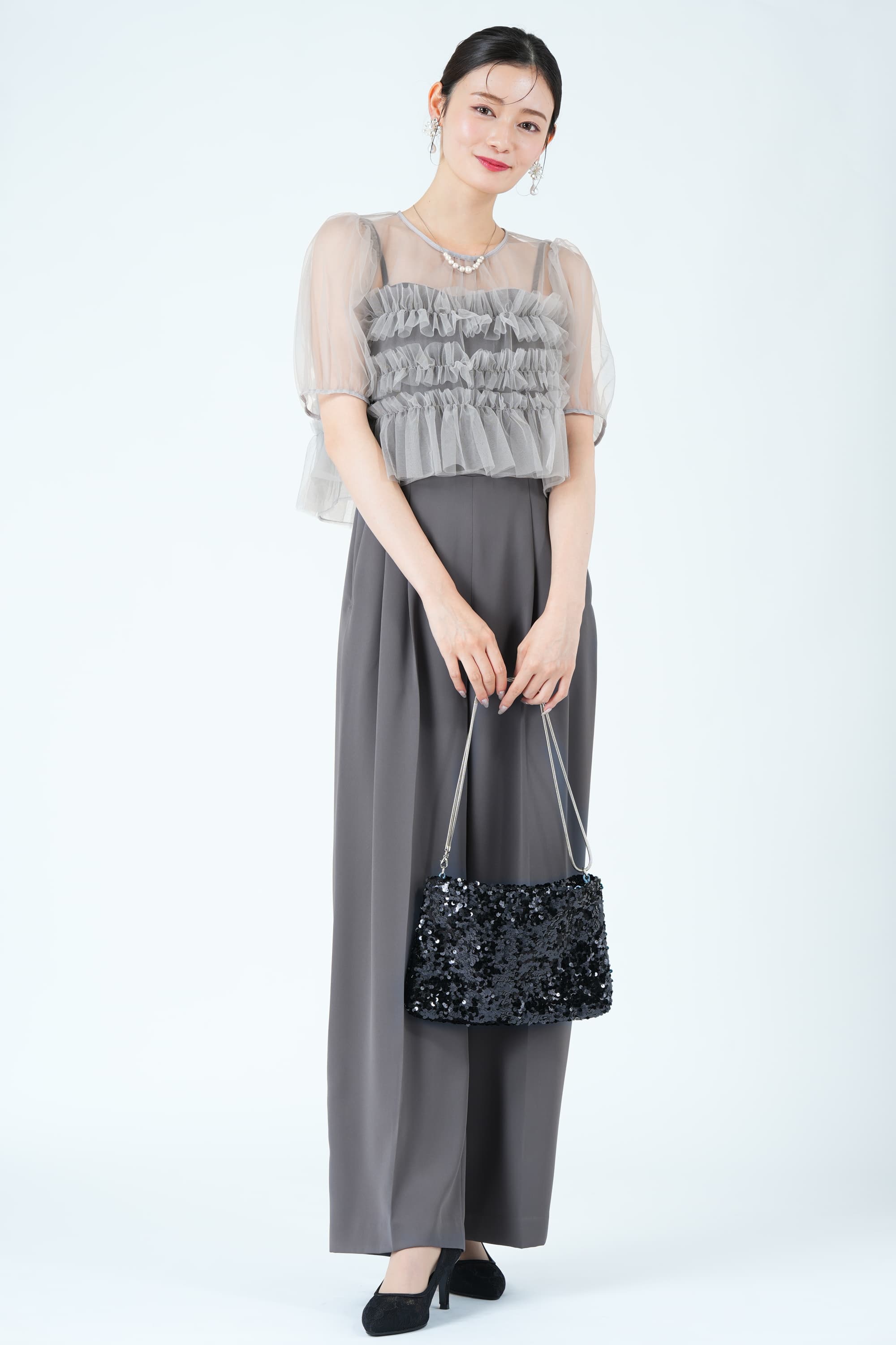 スパンコールスクエアブラックバッグ