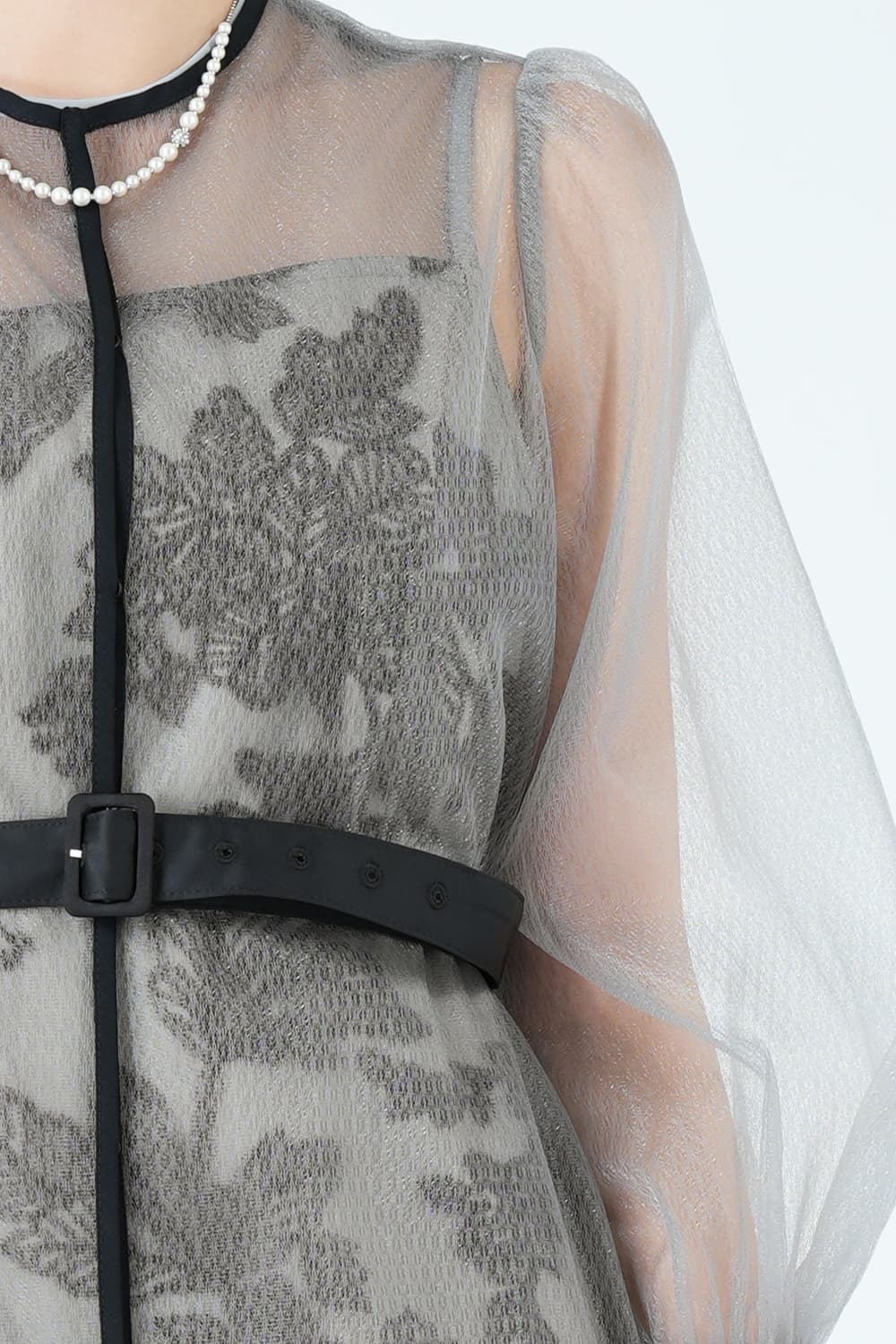 リーフ刺繍レイヤードベルトグレードレス