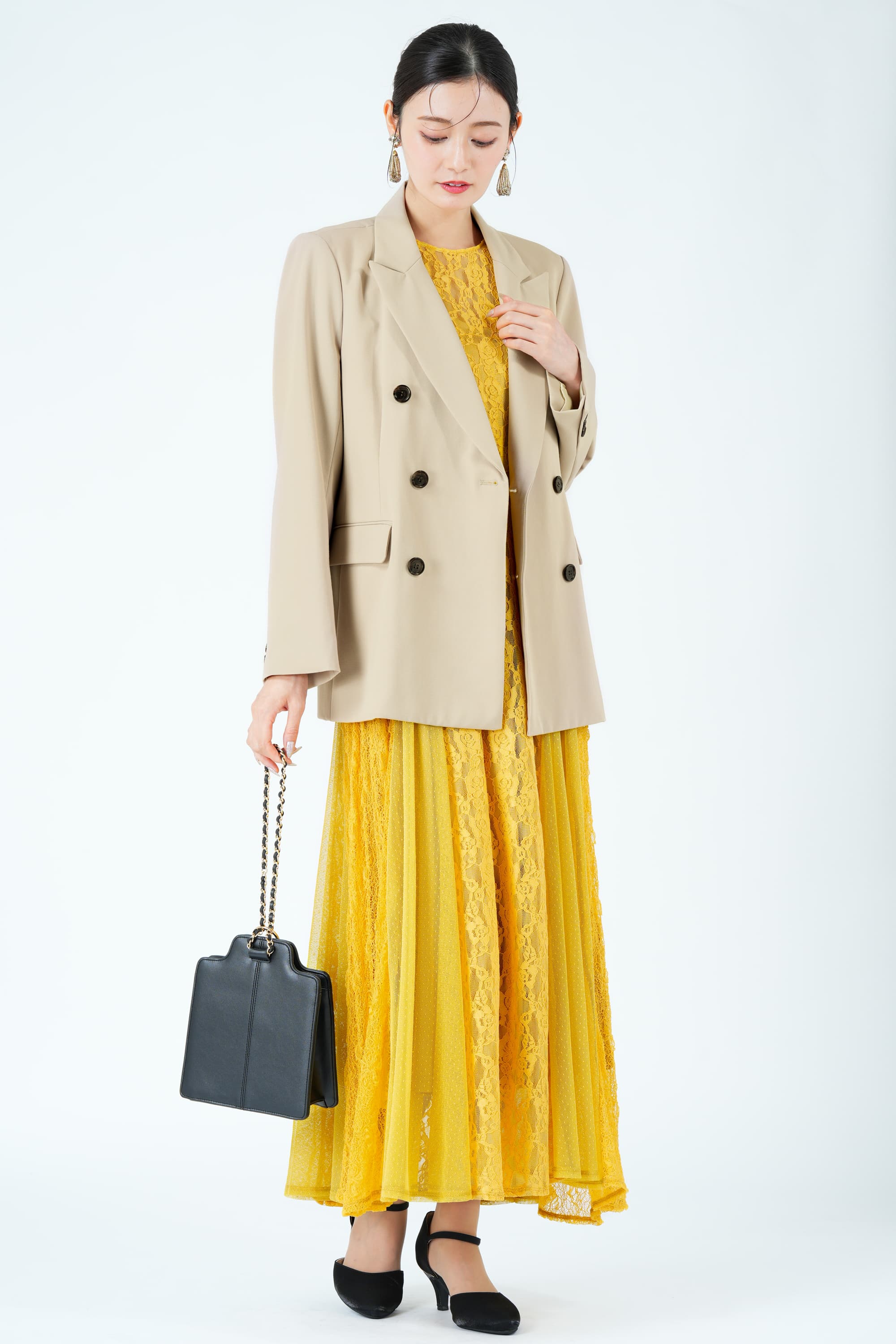 フープ状タッセルゴールドイヤリング