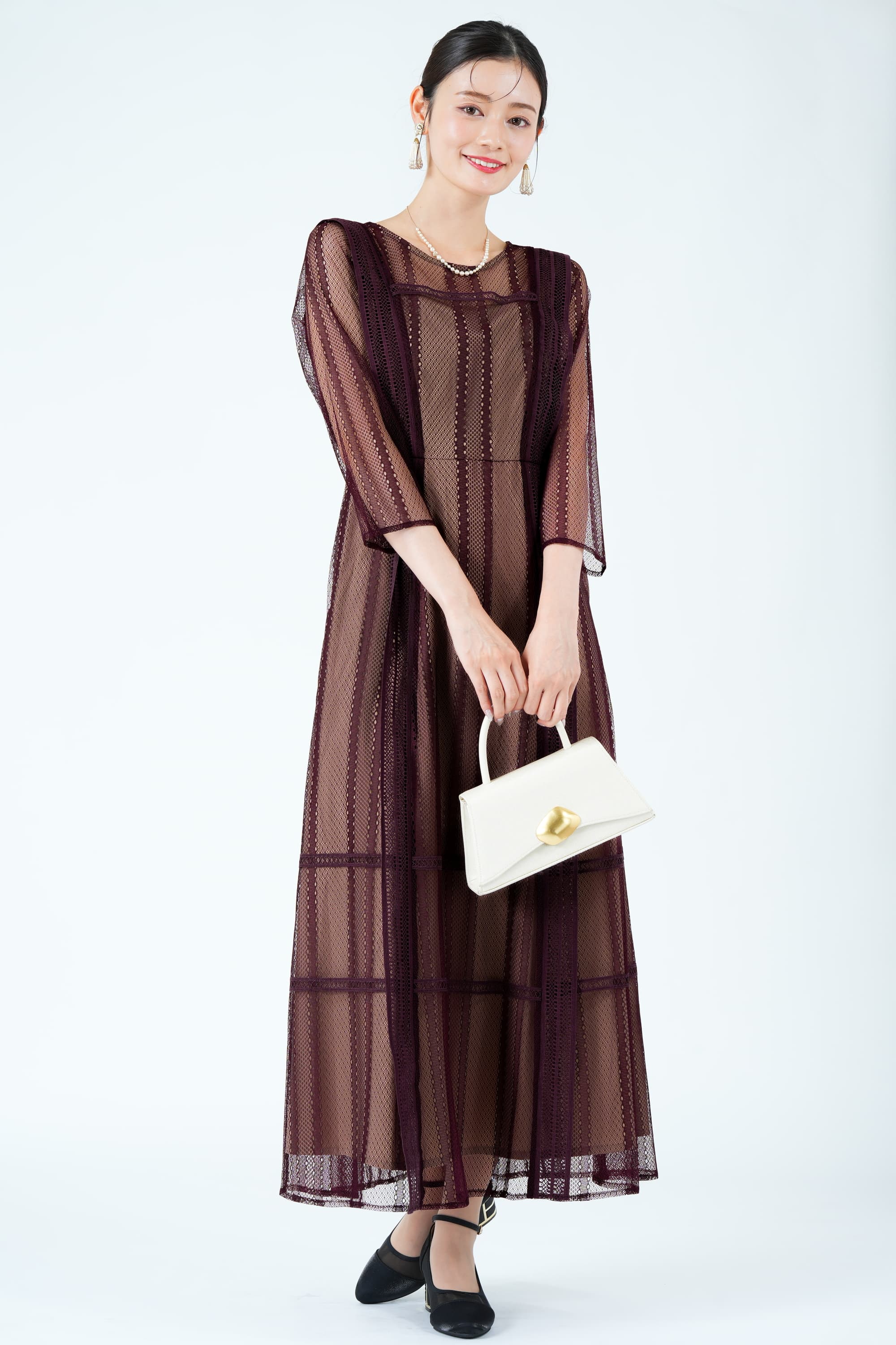 華奢クリスタルパールゴールドネックレス