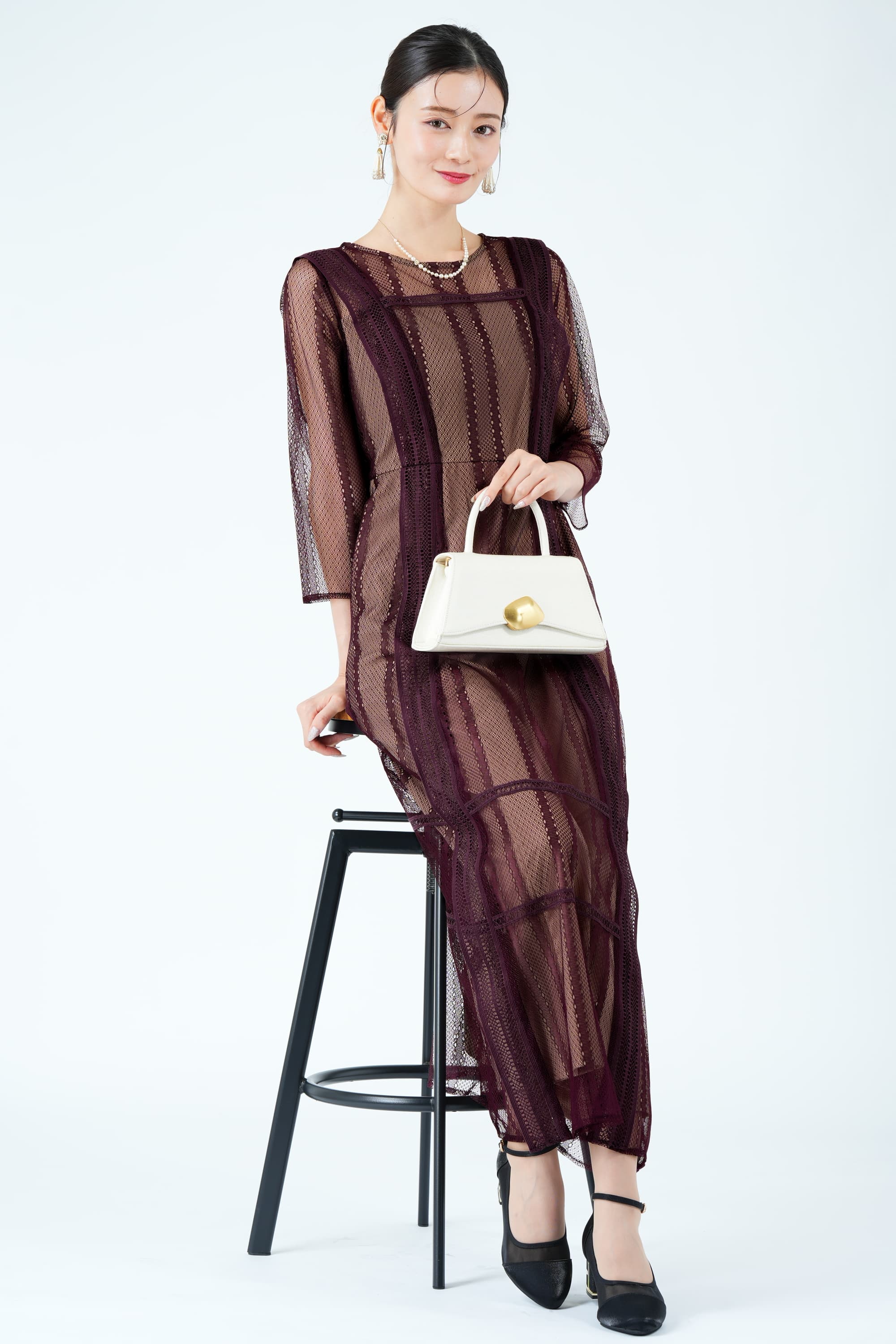 LAGUNAMOON ジオメトリック柄レースボルドードレス (S) をレンタル