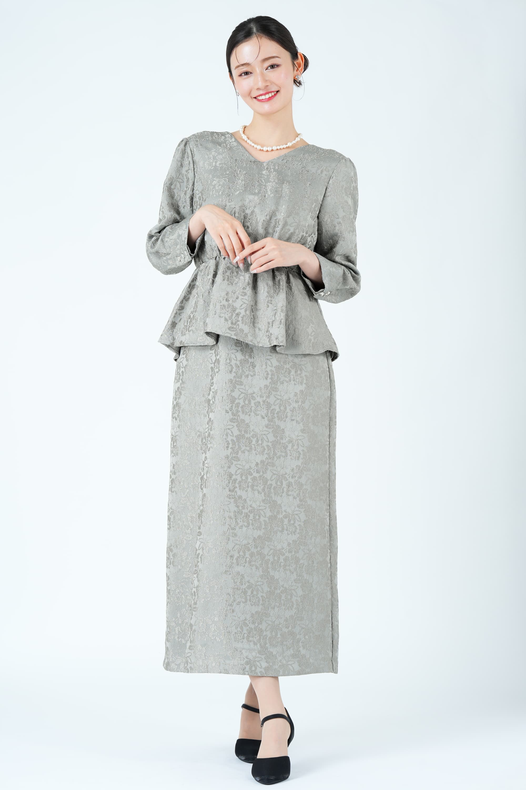 光沢ジャガードバックシャングレードレス