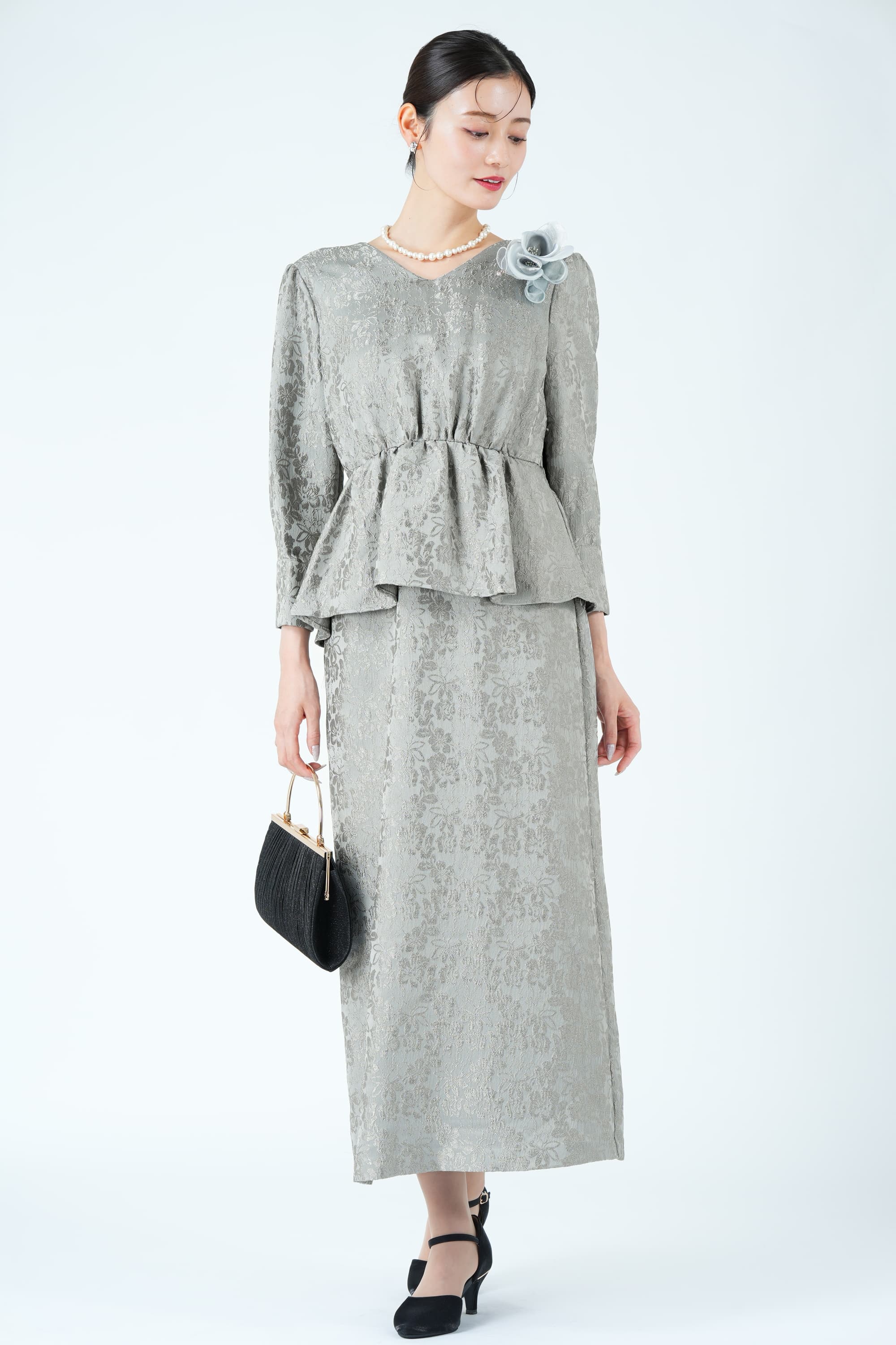 光沢ジャガードバックシャングレードレス