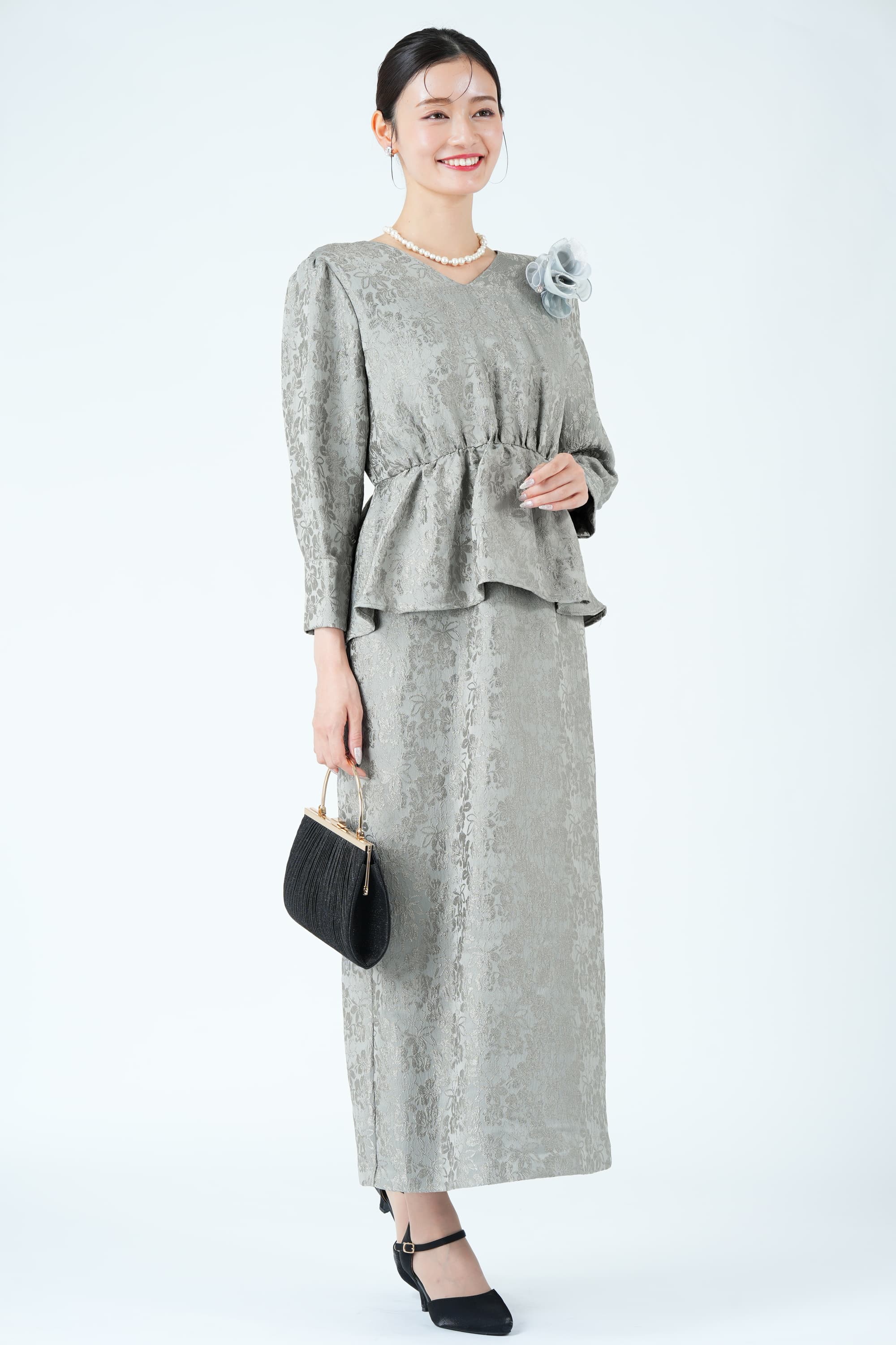 光沢ジャガードバックシャングレードレス