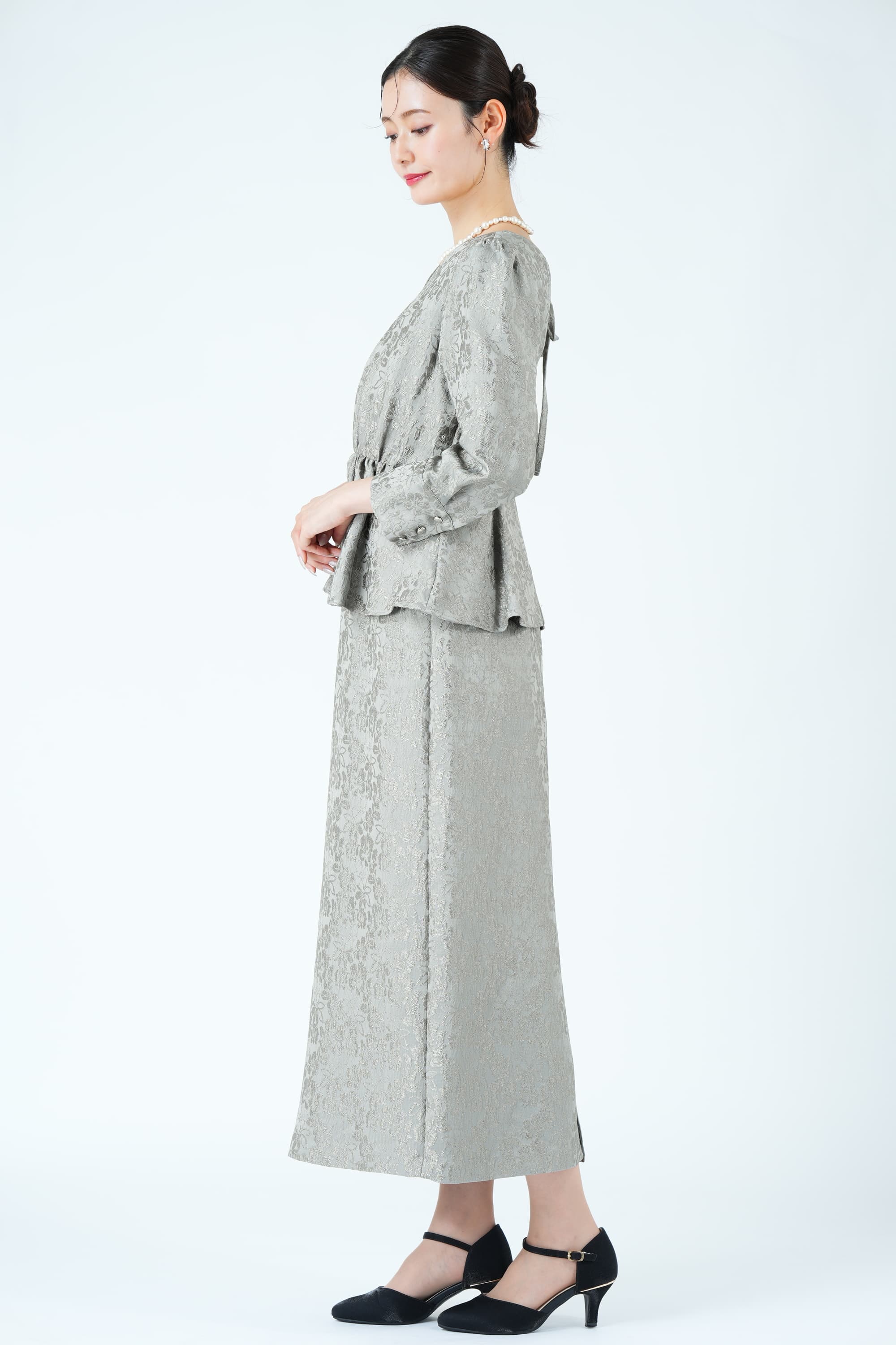 光沢ジャガードバックシャングレードレス