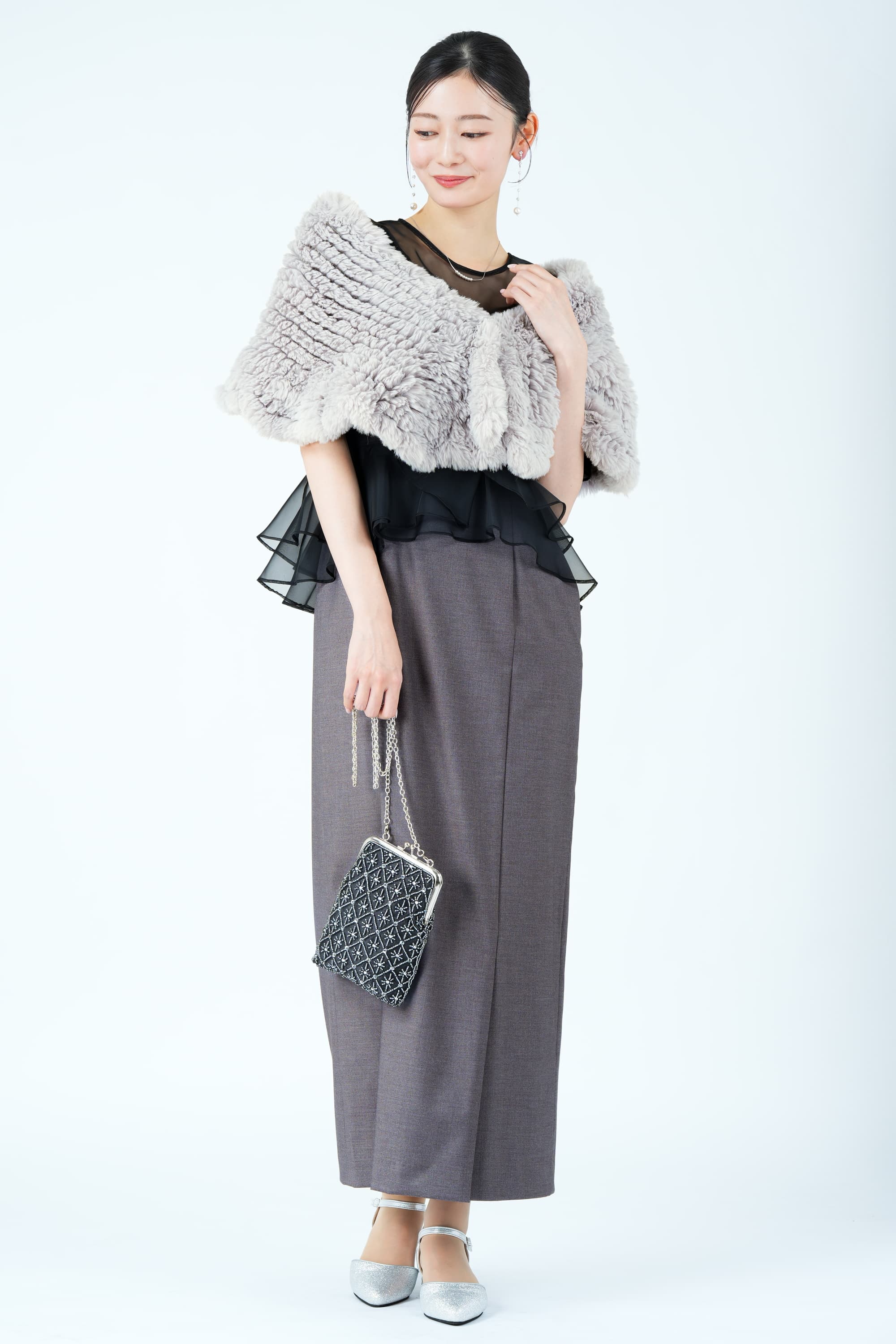 シアーレイヤードフリル異素材グレードレス