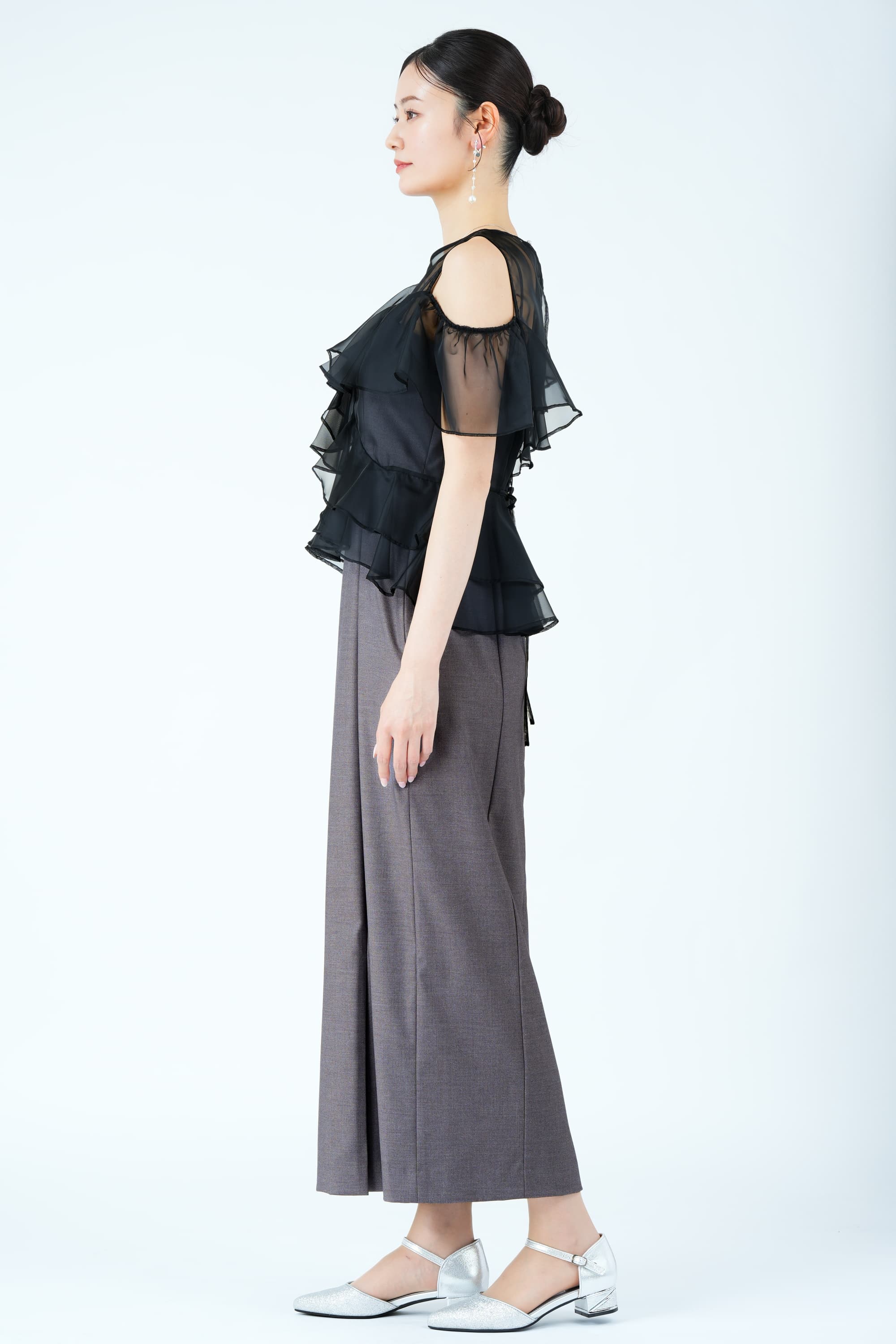 シアーレイヤードフリル異素材グレードレス
