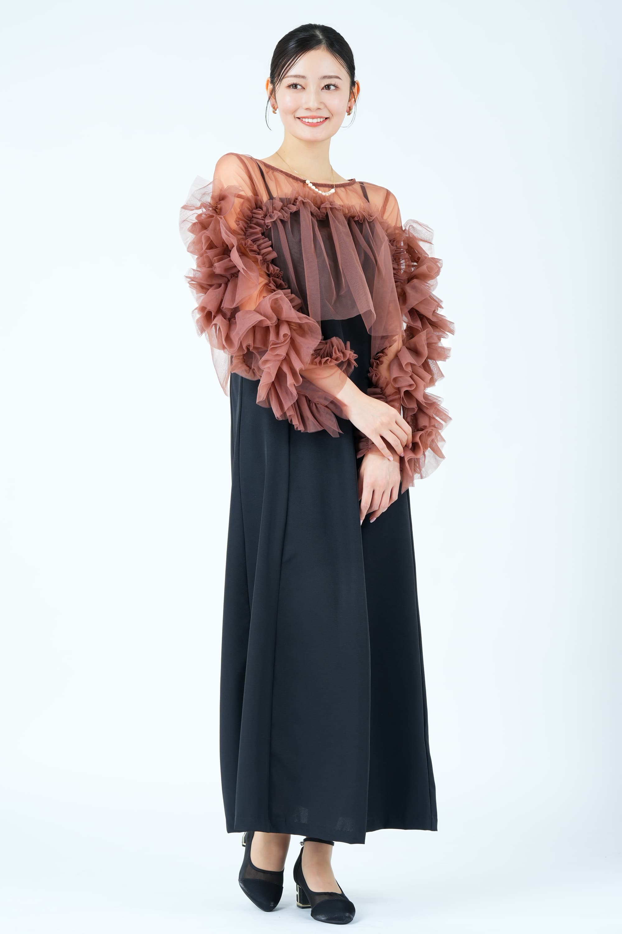 Discoat ブラウンチュールフリルボレロ×ブラックドレス (M) をレンタル
