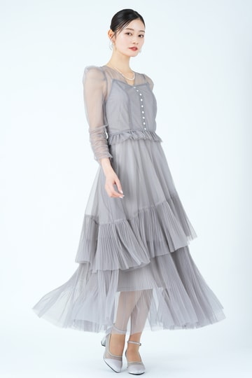 アシメティアードチュールグレードレス