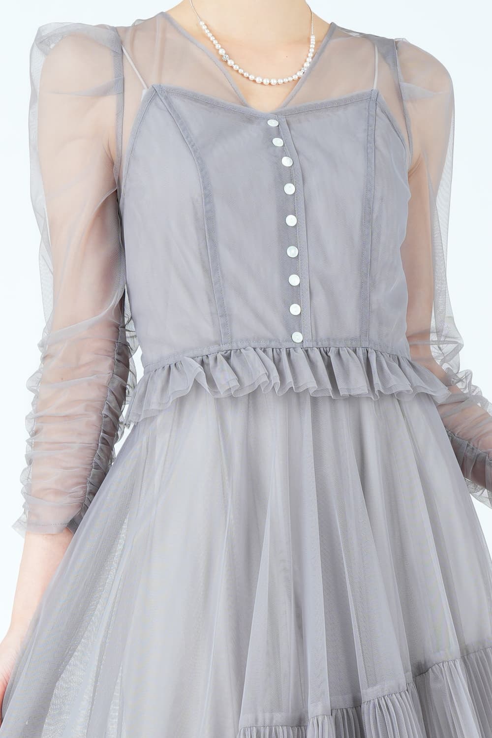 アシメティアードチュールグレードレス