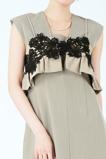 ANDRESD 刺繍ビスチェ×ピンストライプベージュドレス (M) をレンタル