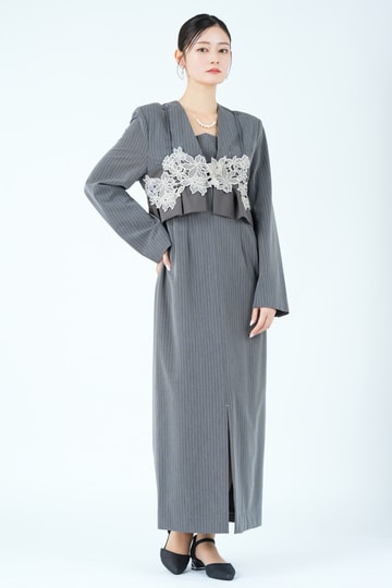 刺繍ビスチェ&times;テーラードピンストライプグレードレス