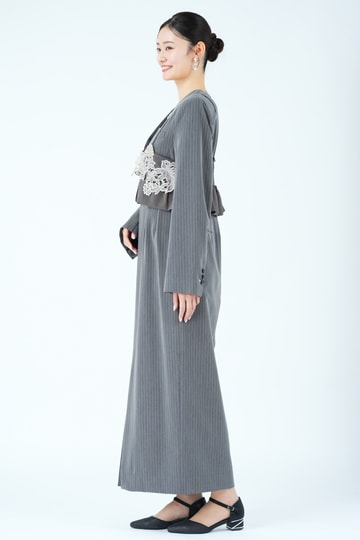 ANDRESD 刺繍ビスチェ×テーラードピンストライプグレードレス (L) を