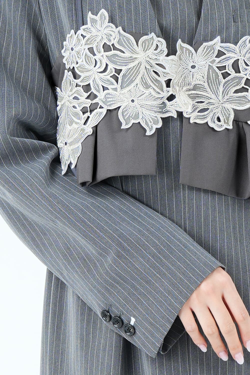 ANDRESD 刺繍ビスチェ×テーラードピンストライプグレードレス (S) を