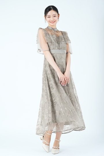 ショルダーフラップ風フラワーレースグレードレス