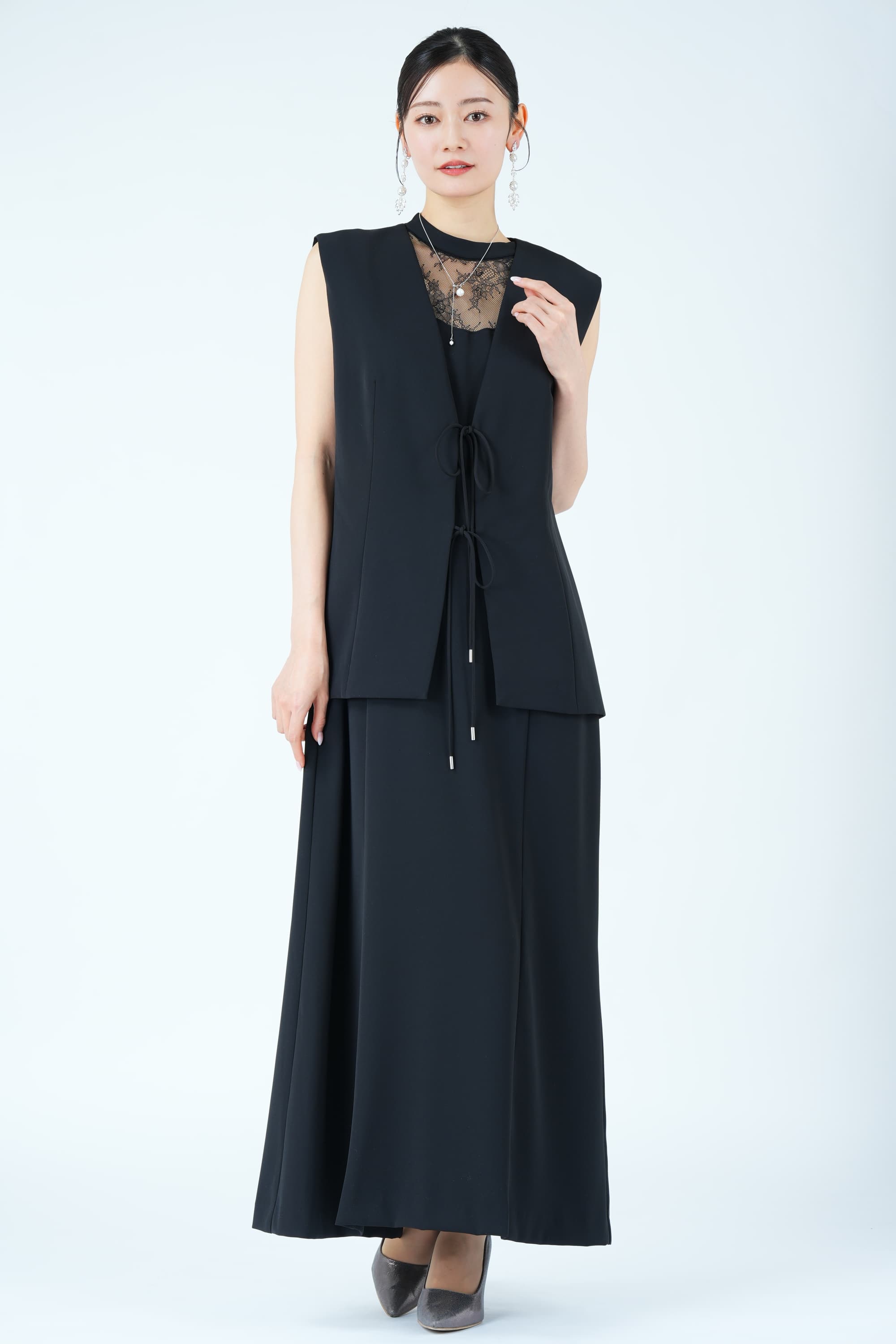 コードジレレイヤードブラックドレス