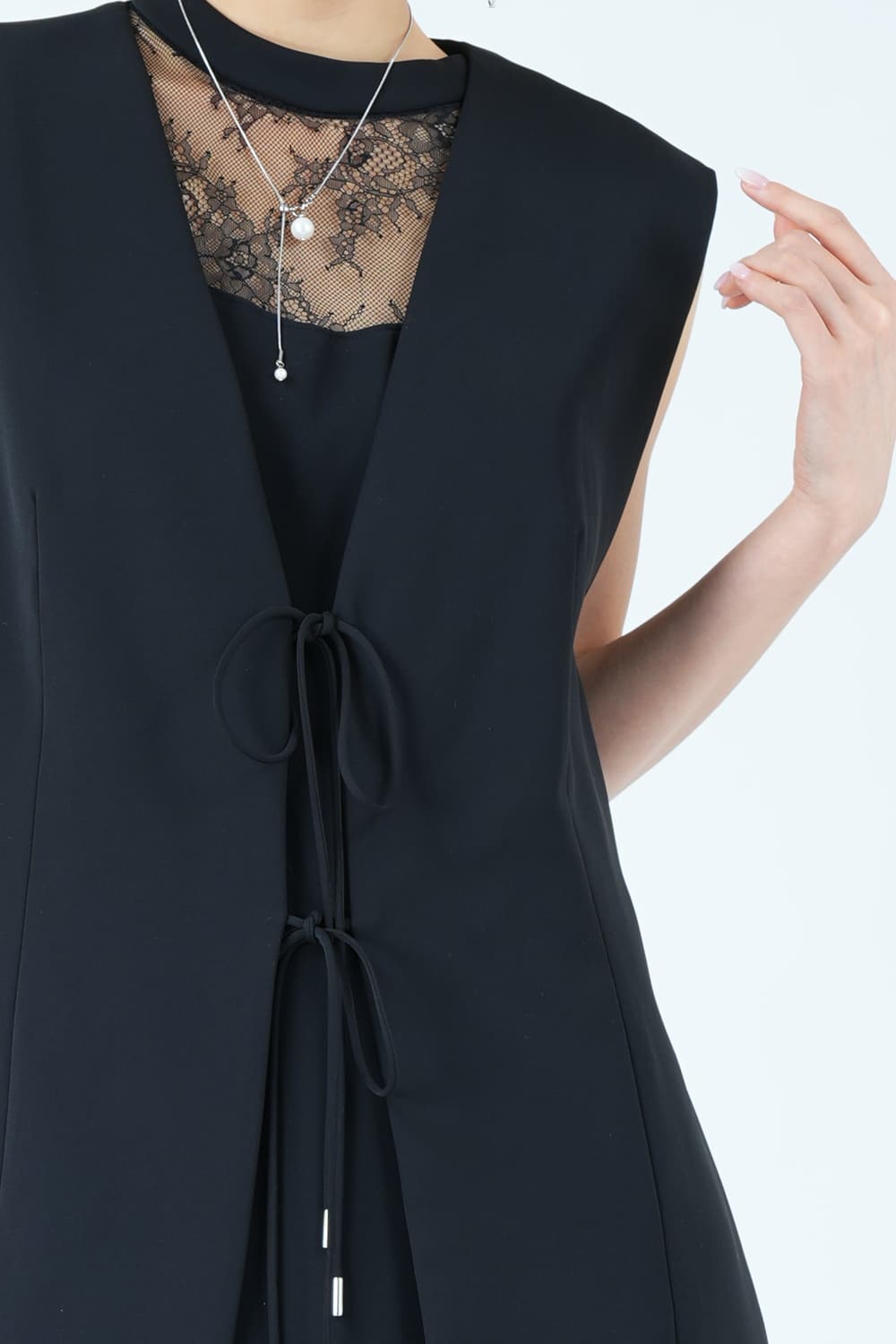 コードジレレイヤードブラックドレス