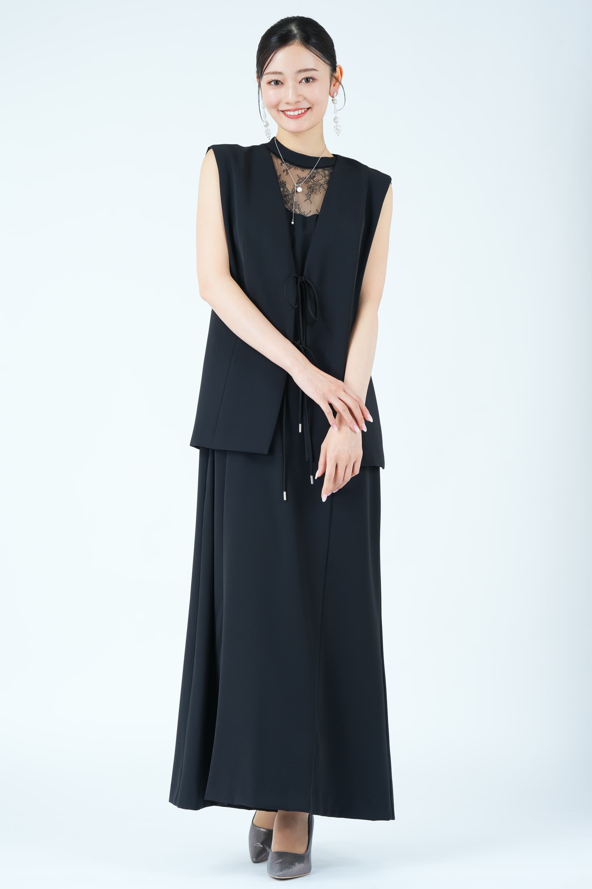 コードジレレイヤードブラックドレス