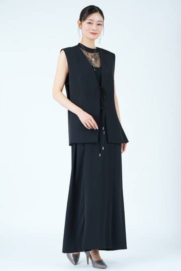 Ameri VINTAGE コードジレレイヤードブラックドレス (M) をレンタル