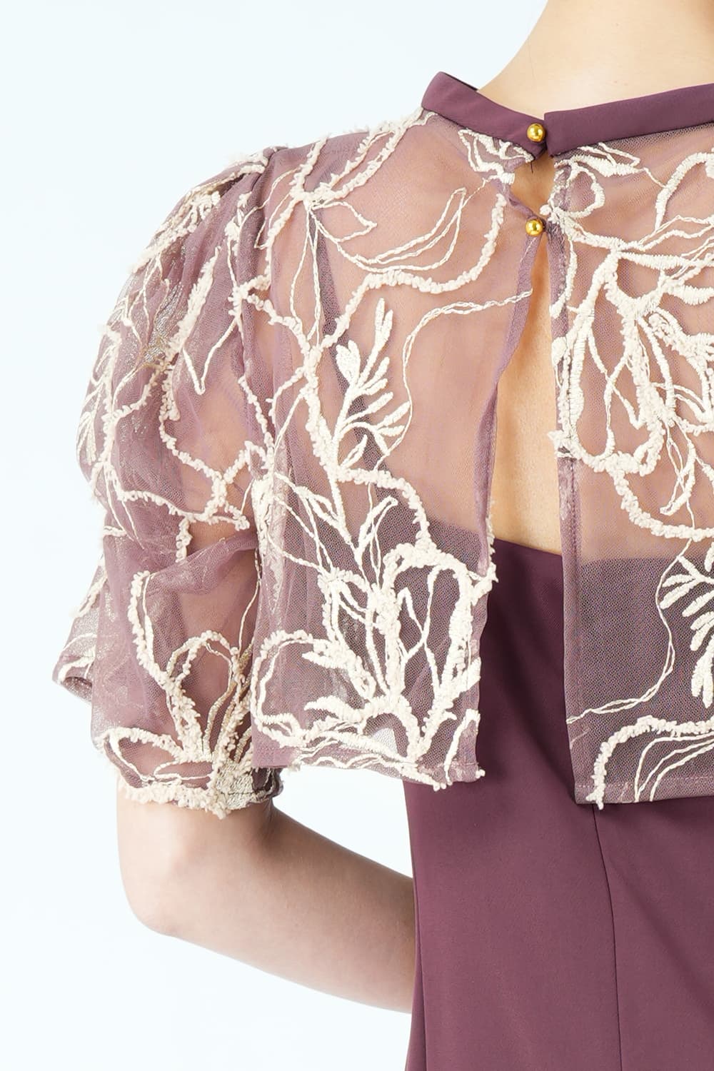 フラワーモール刺繍ボレロ&times;ボルドードレス