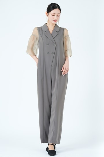 ジャケットライクシアー袖グレーパンツドレス