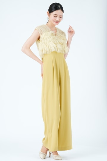 ティアードフリルボレロ付きイエローパンツドレス