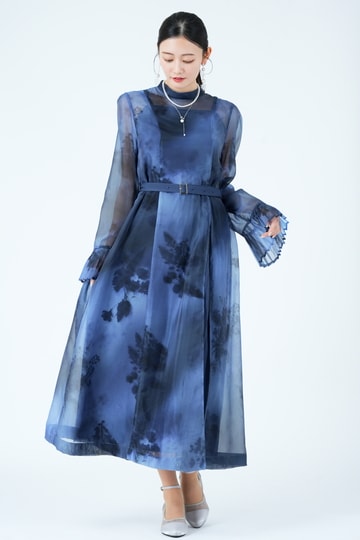 ペインティングフラワーブルードレス