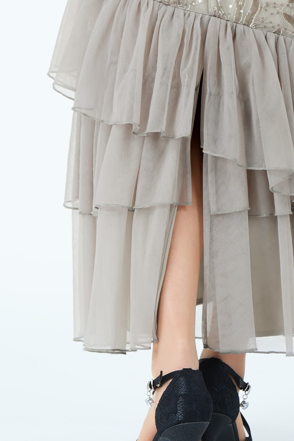 スパンコール刺繍フリルマーメイドグレードレス