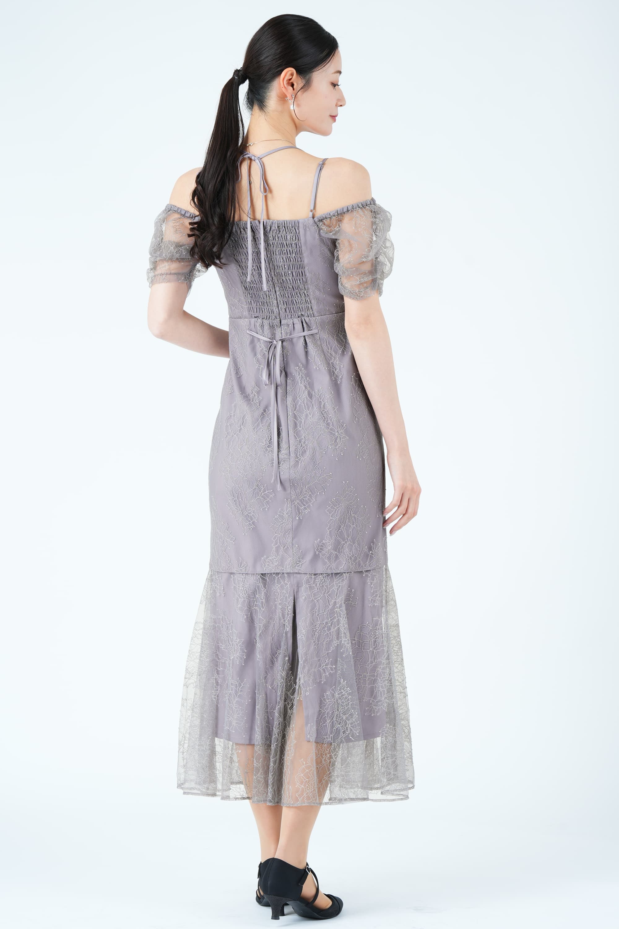 レースオフショル&times;マーメイドラベンダーグレードレス