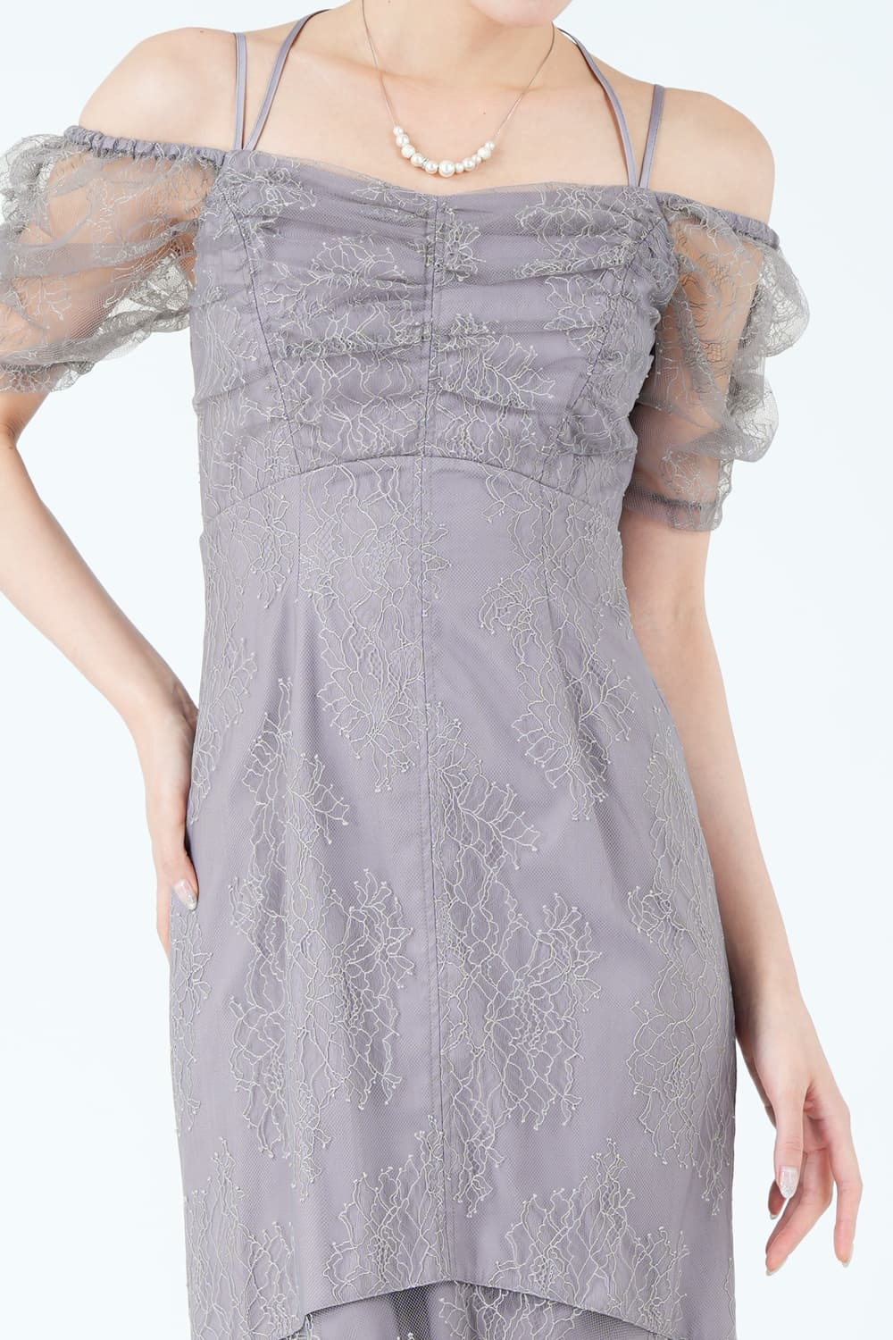 レースオフショル&times;マーメイドラベンダーグレードレス