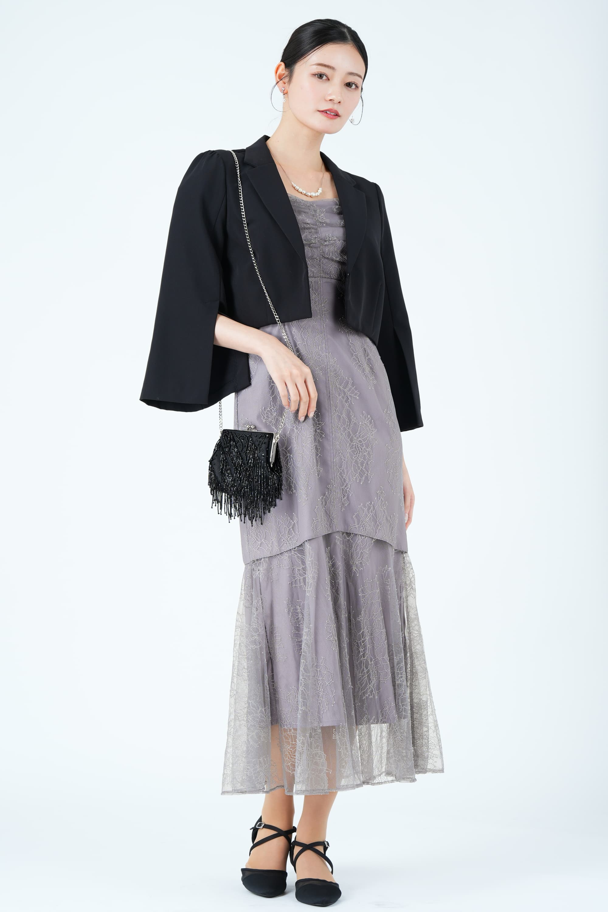 レースオフショル&times;マーメイドラベンダーグレードレス