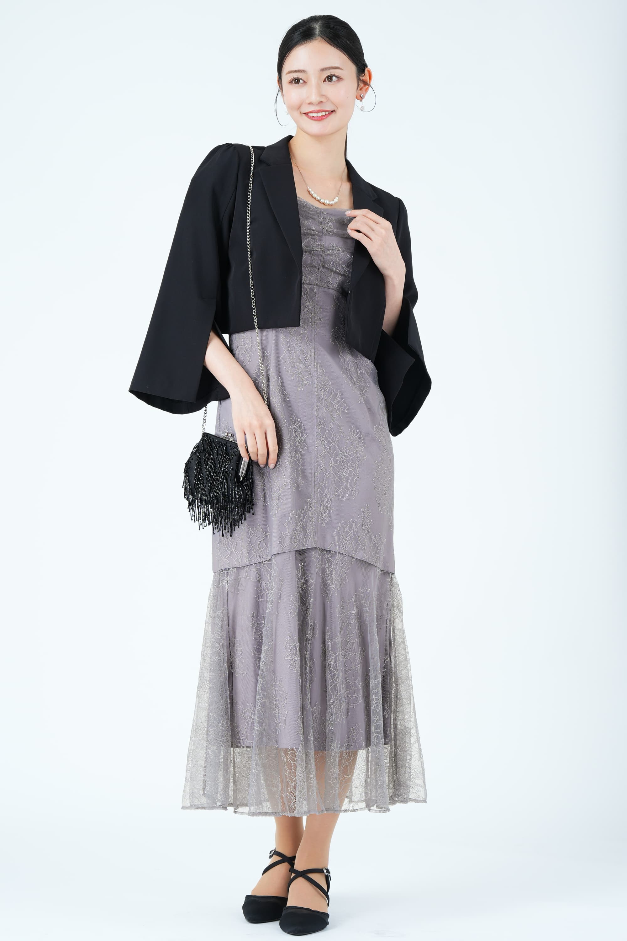 レースオフショル&times;マーメイドラベンダーグレードレス