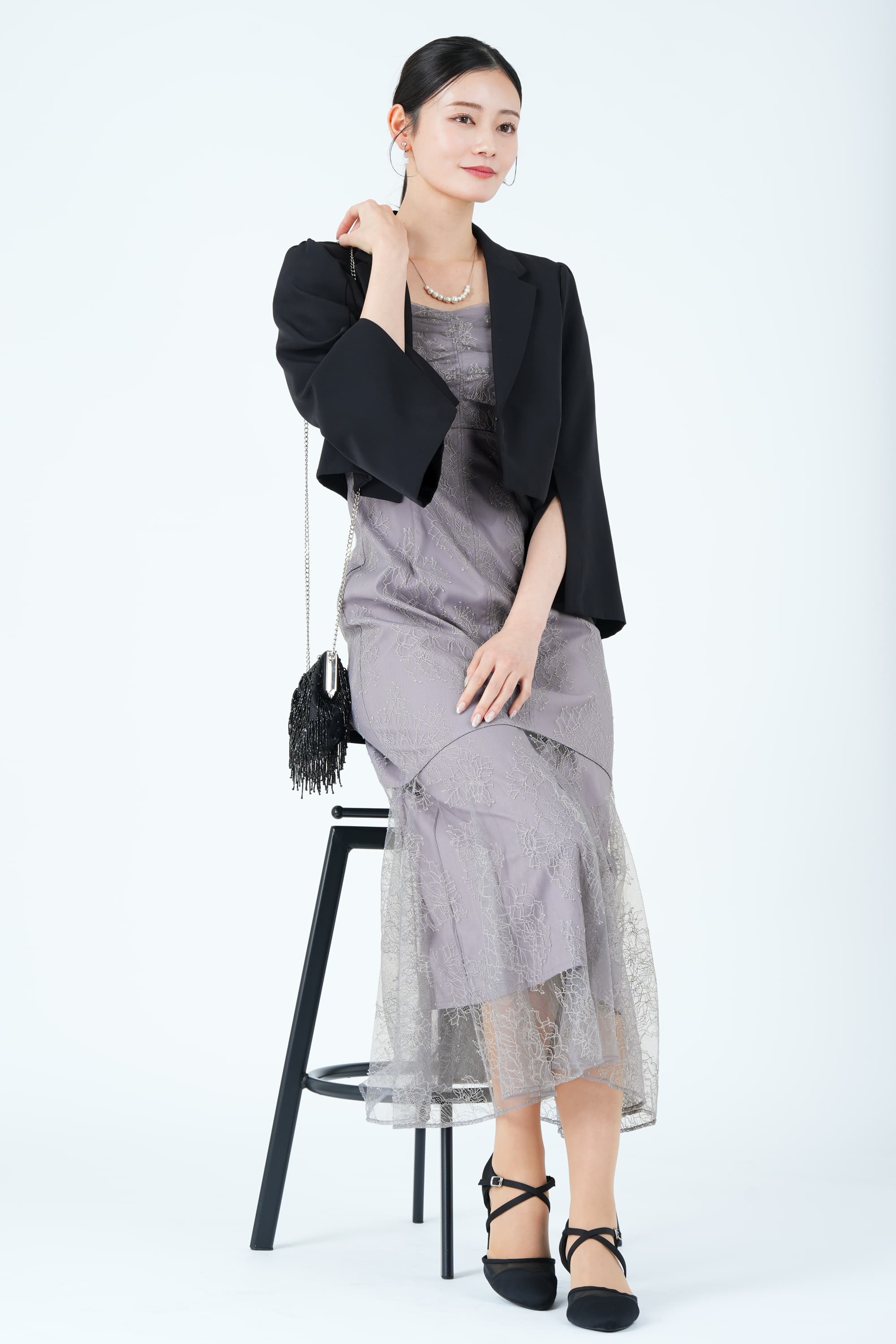 レースオフショル&times;マーメイドラベンダーグレードレス