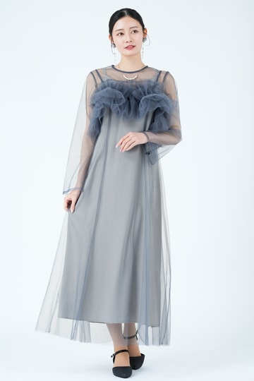 ボリューミービスチェシアーブルードレス