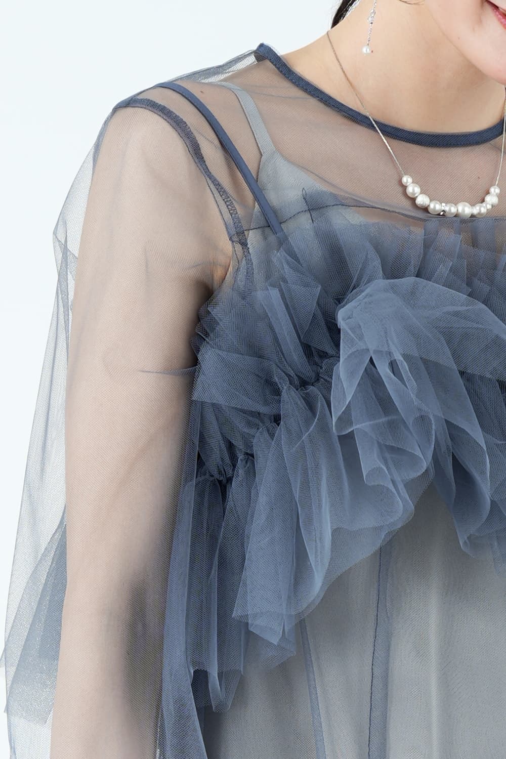 ボリューミービスチェシアーブルードレス