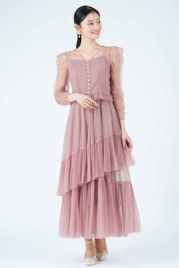 SNIDEL アシメティアードチュールピンクドレス (M) をレンタル - 結婚