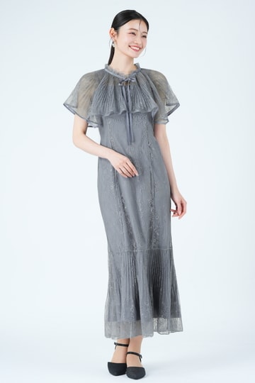 フローラルレースケープ&times;マーメイドブルーグレードレス