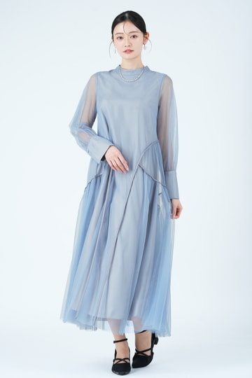 総チュール&times;パイピングブルードレス