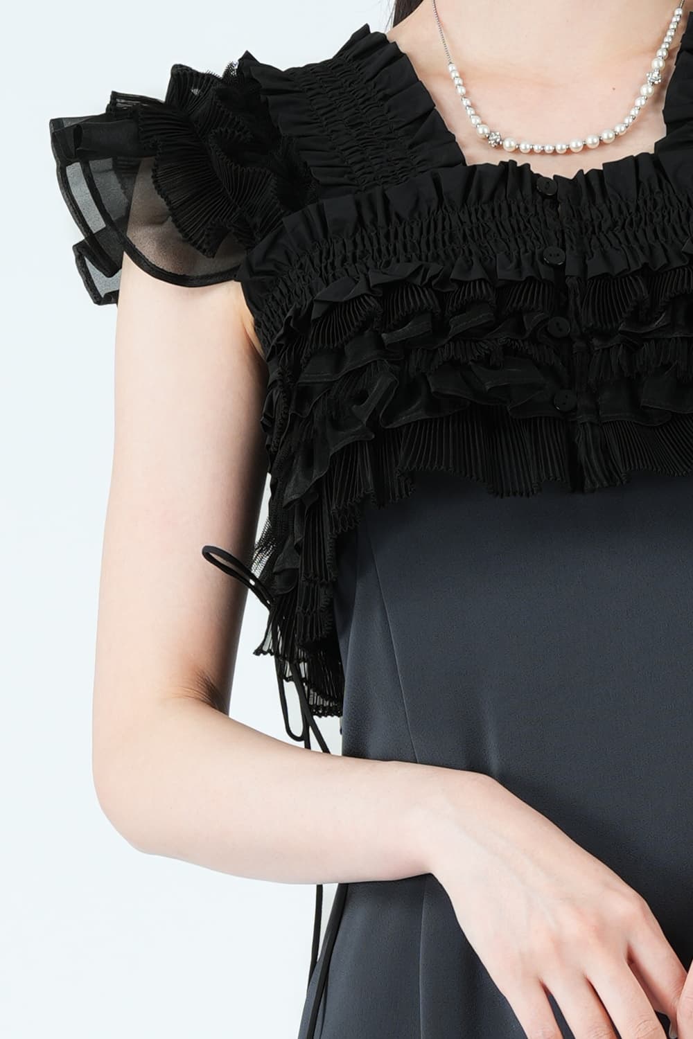 ミックステクスチャービスチェ&times;チャコールグレードレス