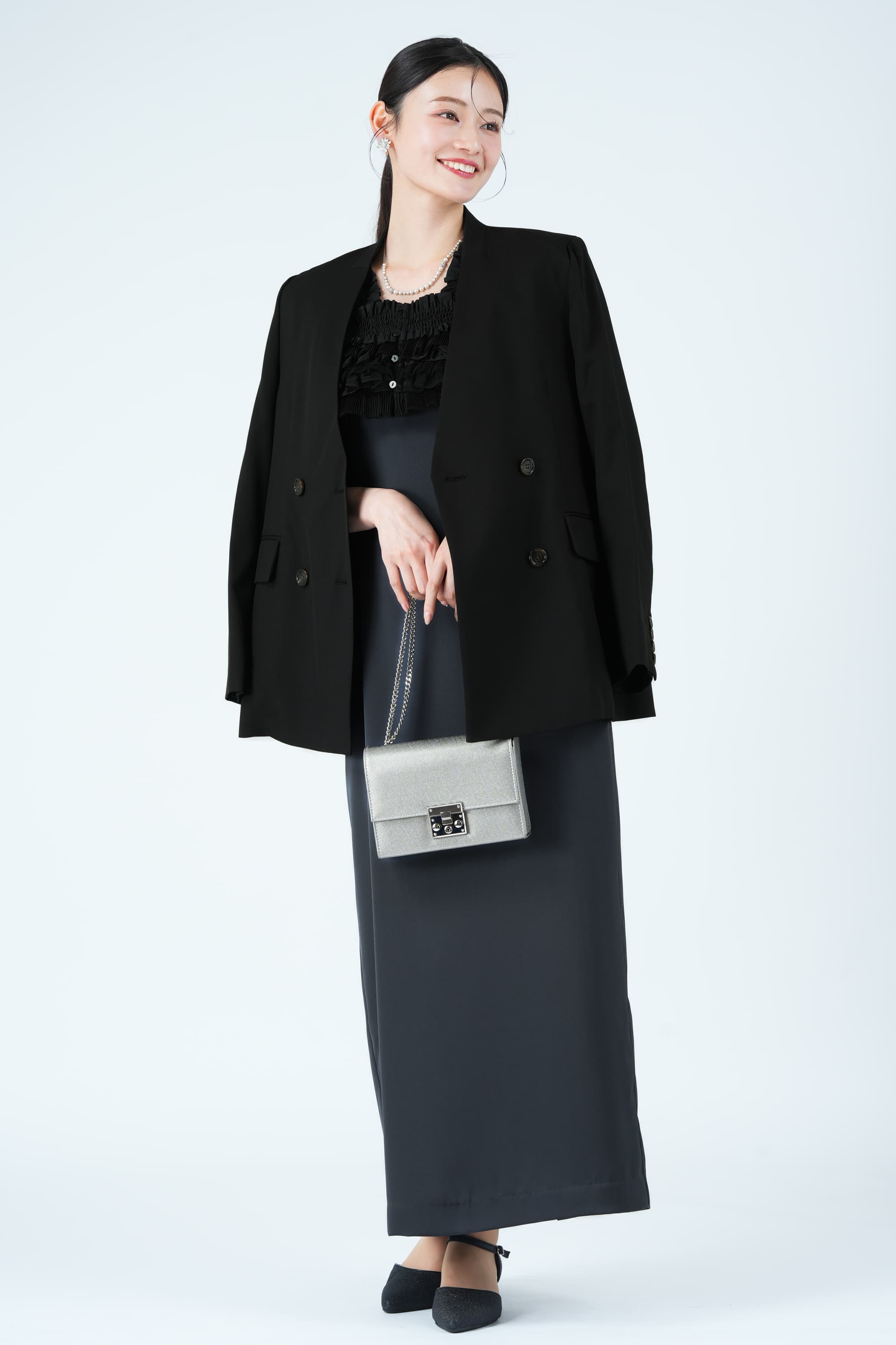 ミックステクスチャービスチェ&times;チャコールグレードレス