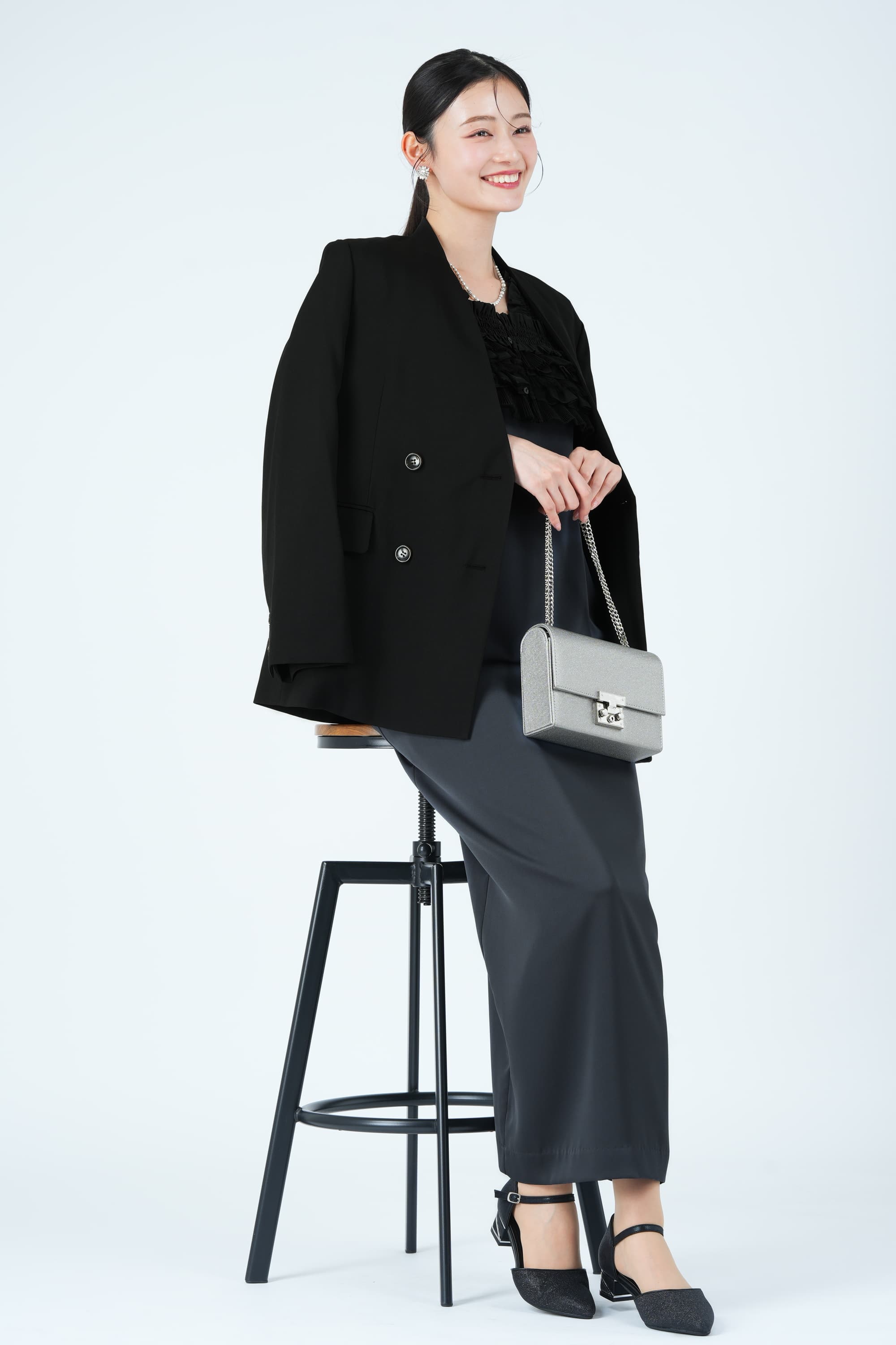 ミックステクスチャービスチェ&times;チャコールグレードレス